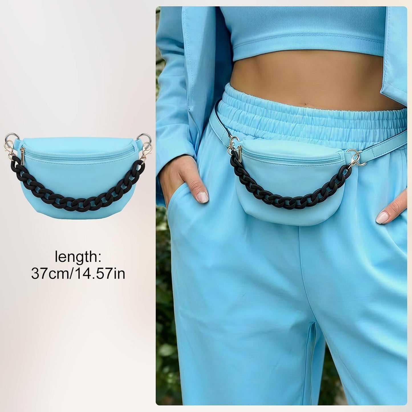 14.5 Inch Acrylic Purse Chain Strap Replacement, Short Bag Chain Handle, Matte Black Bag Charm Extender for Handbags, Clutches, Phone and Shoulder Bags charms for handbags bum bag accessories