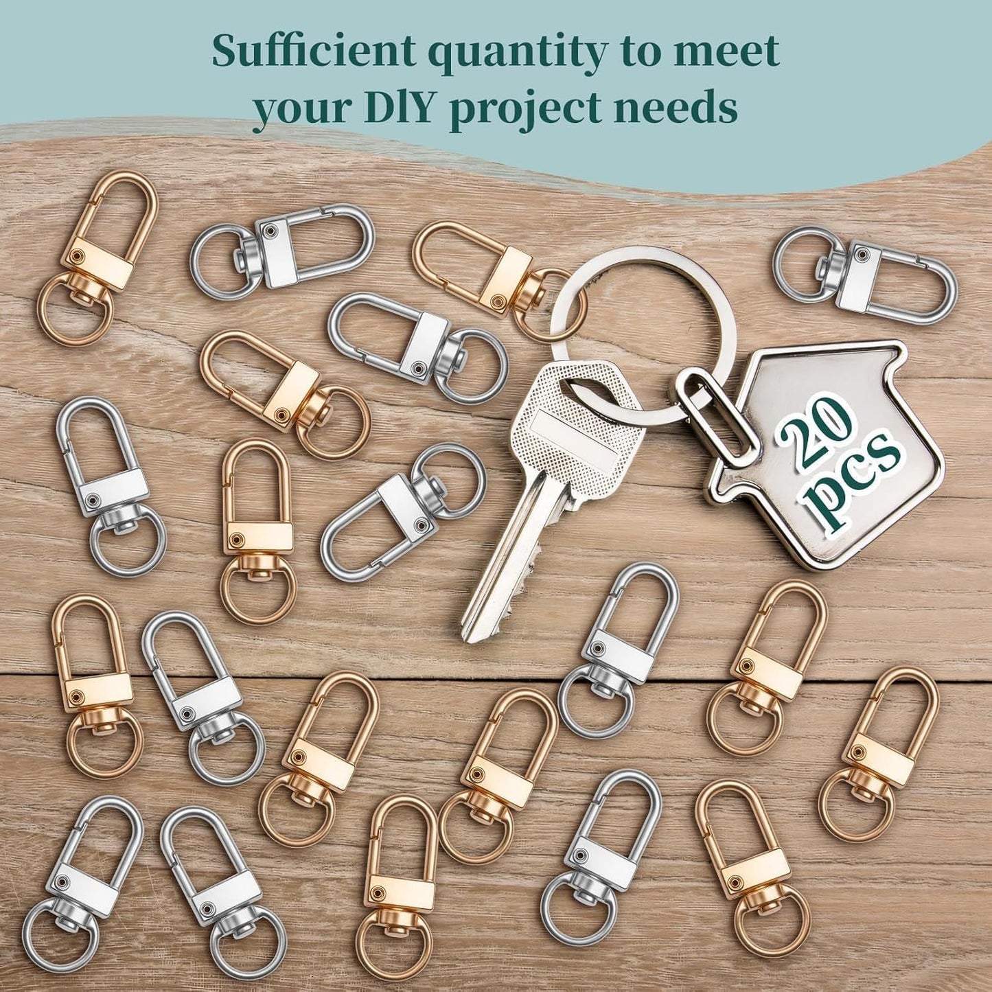 20Pcs 1.26 x 0.39 Inch Swivel Snap Key Chain Clip Hook Small Metal Lobster Claw Clasp Mini Swivel Lanyards Snap Hooks for Bag Key Chains Connector Jewelry Making DIY Crafts Hardware Silver Finish