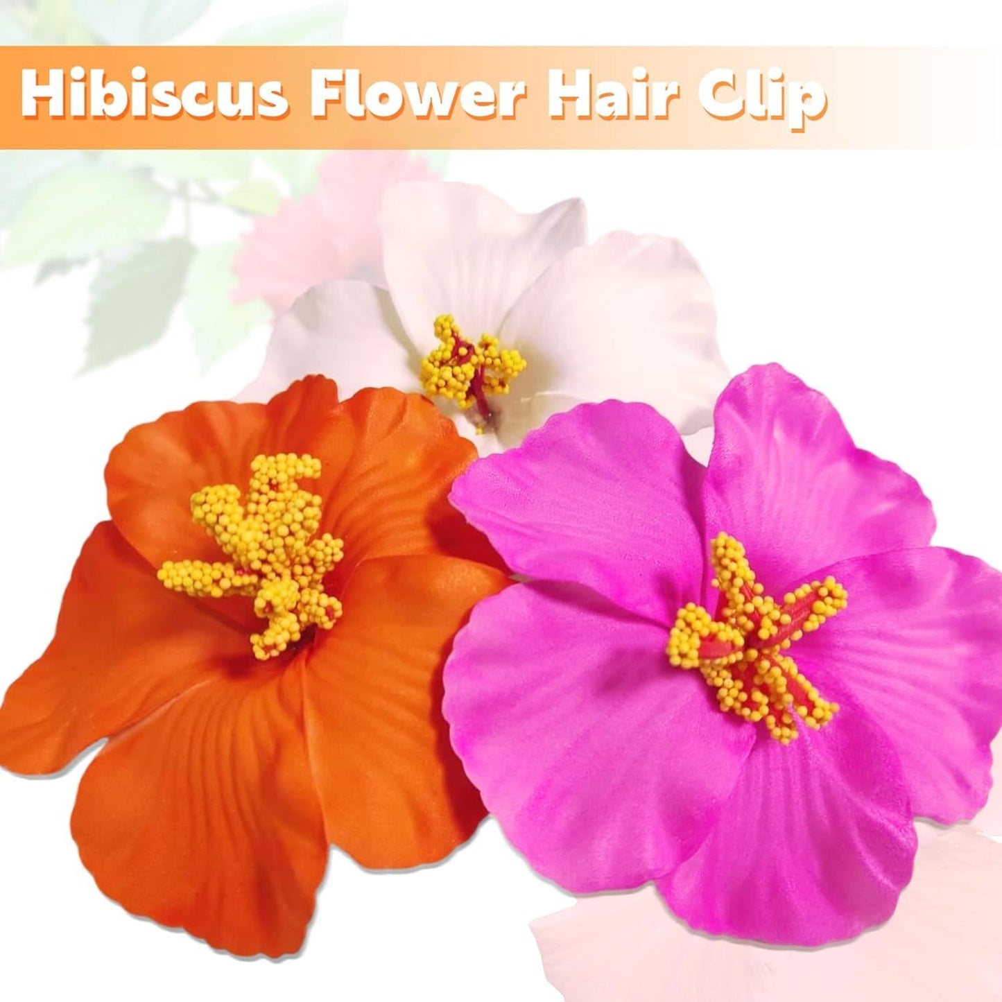 3 Pack Hawaiian Flower Hair Clips, 3.5" Tropical Plumeria Hibiscus Flower Hair Clip for Women, Hibiscus Hair Clips for Beach, Luau, Wedding Accessories