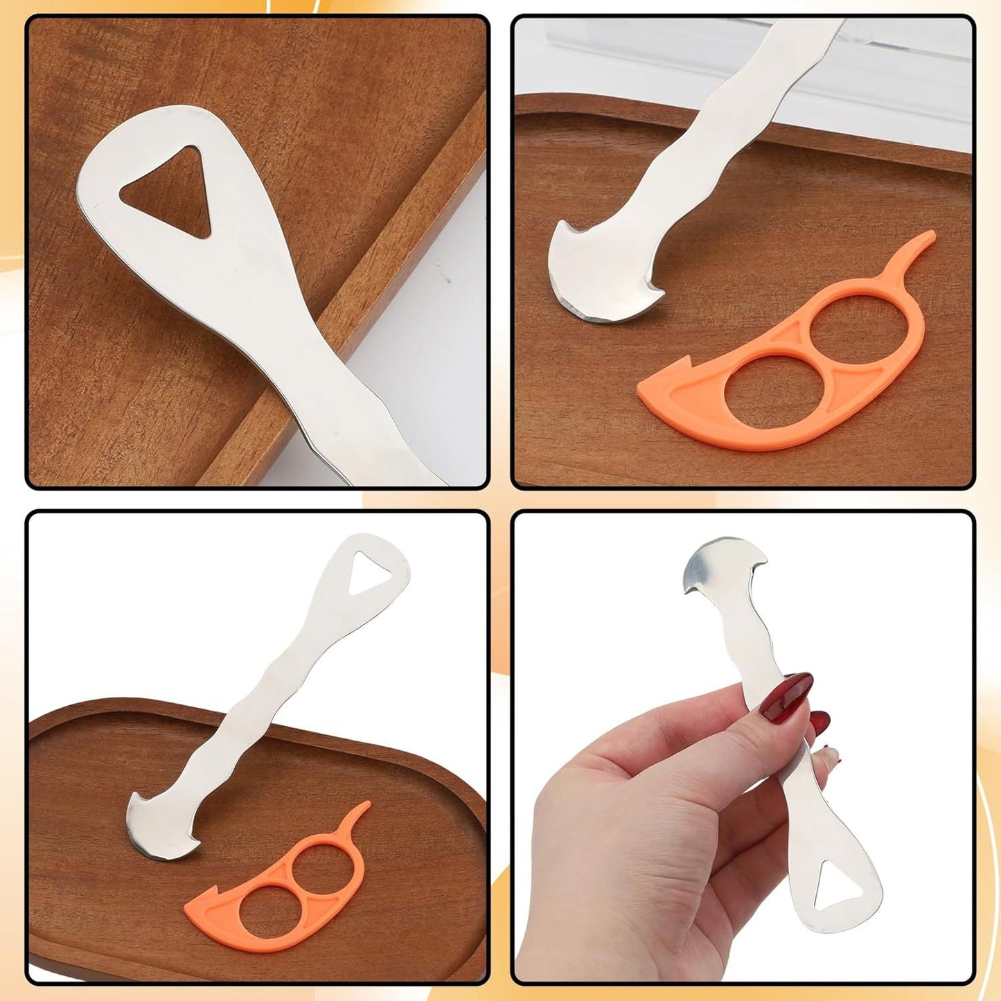 6PCS Stainless Steel Orange Peeler tool, 2.76x1.06x0.11'' Orange/Lemon/Grapefruit Effortless Fruit Peelers for Home, Multi-Functional Citrus Peeler for Kitchen, making fruit preparation quick, easy