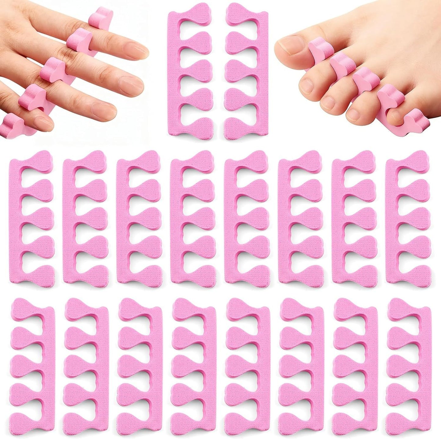 20 Pack Sponge Toe Separators, Toe Separators Set/Soft Foam Toe Separator, Flexible Toe Spacers for Pedicures Toe Dividers for Women Nail Art Pedicure Manicure (3.94x1.38'')