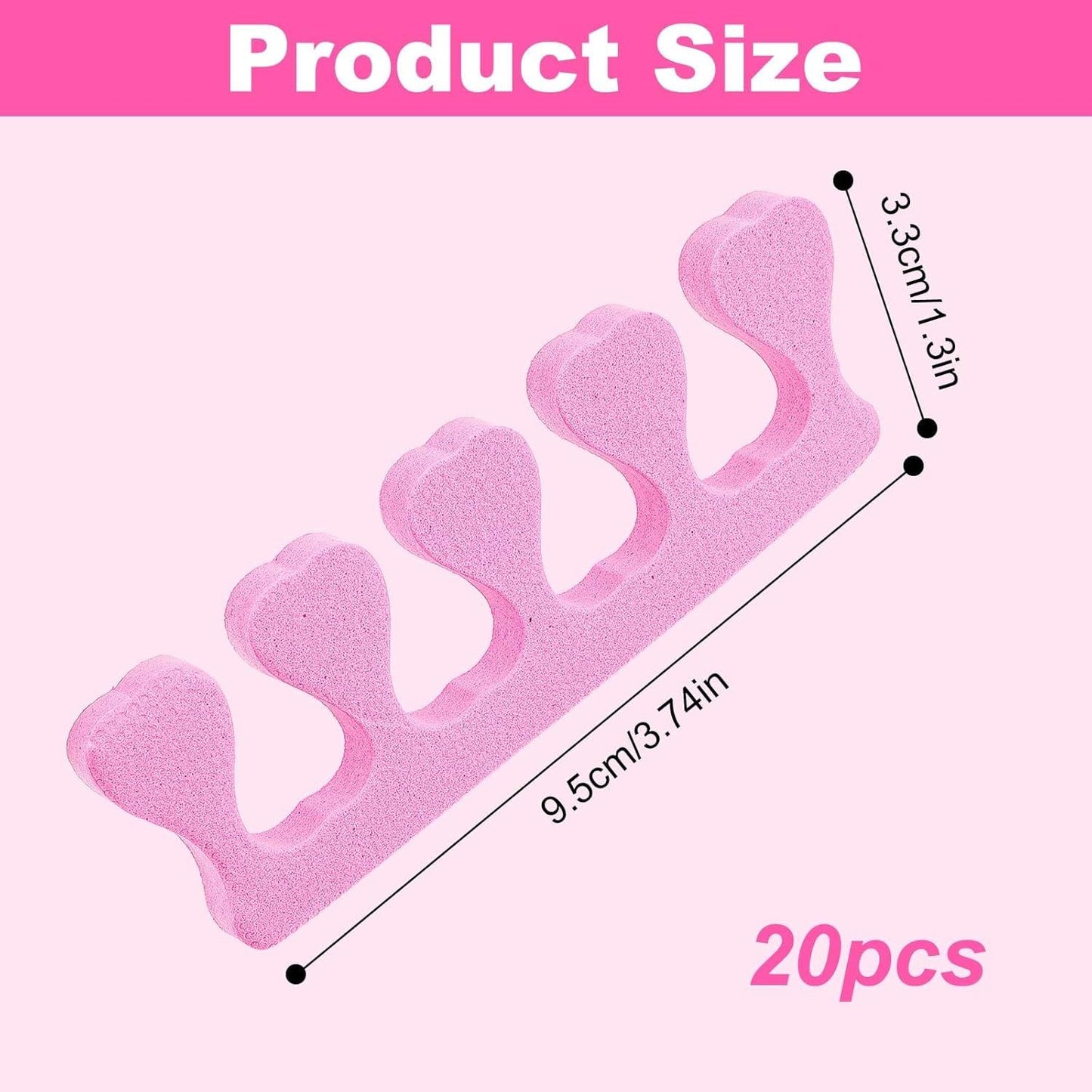 20 Pack Sponge Toe Separators, Toe Separators Set/Soft Foam Toe Separator, Flexible Toe Spacers for Pedicures Toe Dividers for Women Nail Art Pedicure Manicure (3.94x1.38'')