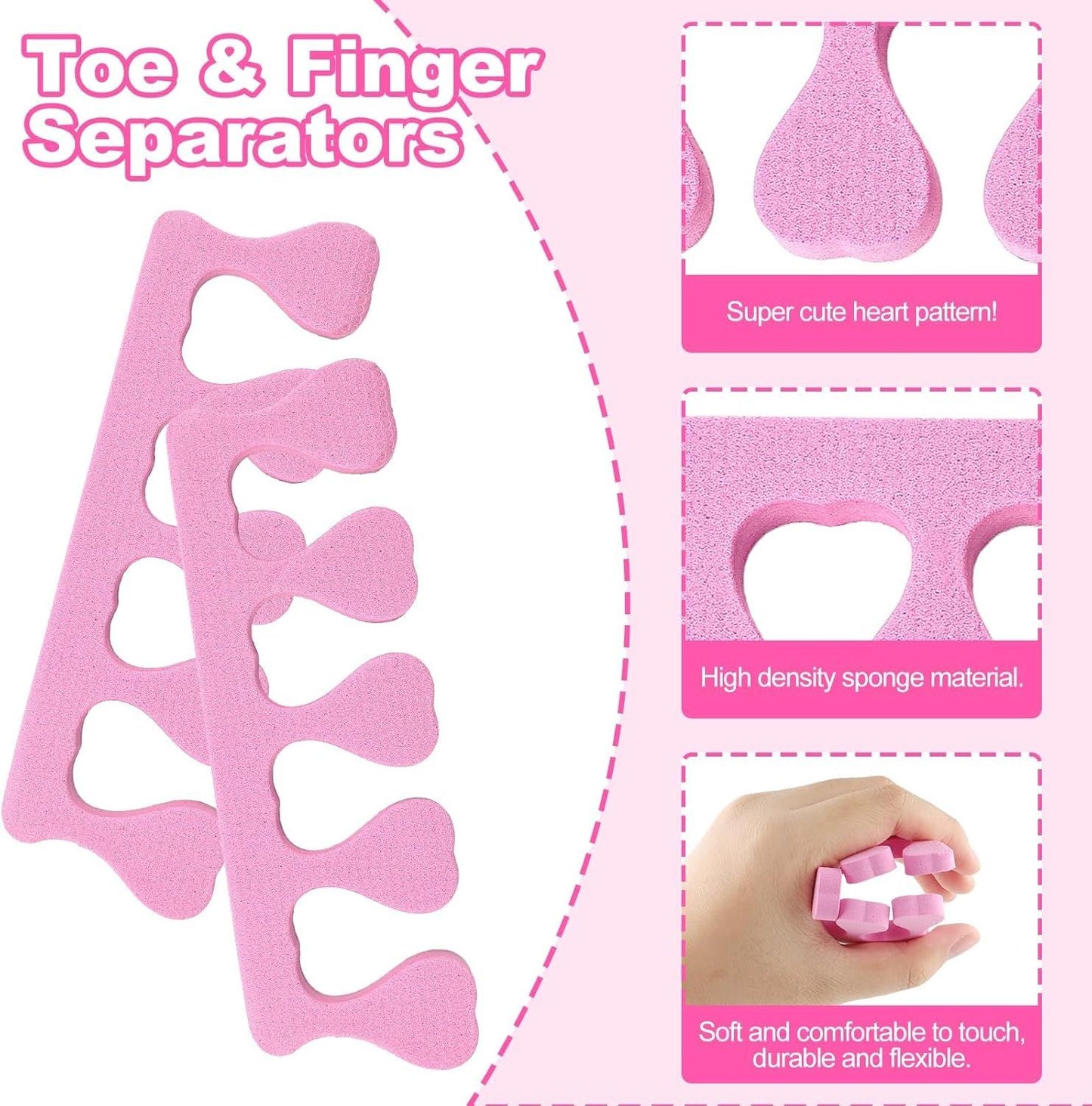 20 Pack Sponge Toe Separators, Toe Separators Set/Soft Foam Toe Separator, Flexible Toe Spacers for Pedicures Toe Dividers for Women Nail Art Pedicure Manicure (3.94x1.38'')