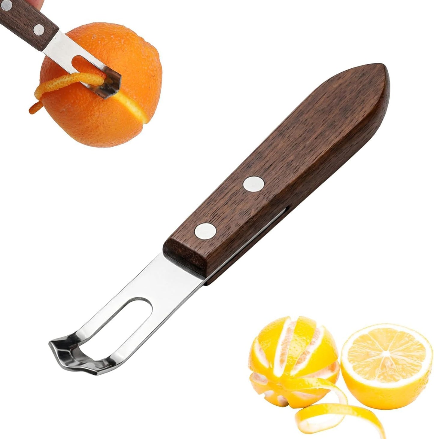 1PCS Citrus Zester and Orange Peeler Tools, Channel Knife, Walnut Wood and Stainless Steel Bar Peeler Tool, Channel Knife for Bartenders & Home Mixologists, Craft Cocktails (5.59 x 0.86'')