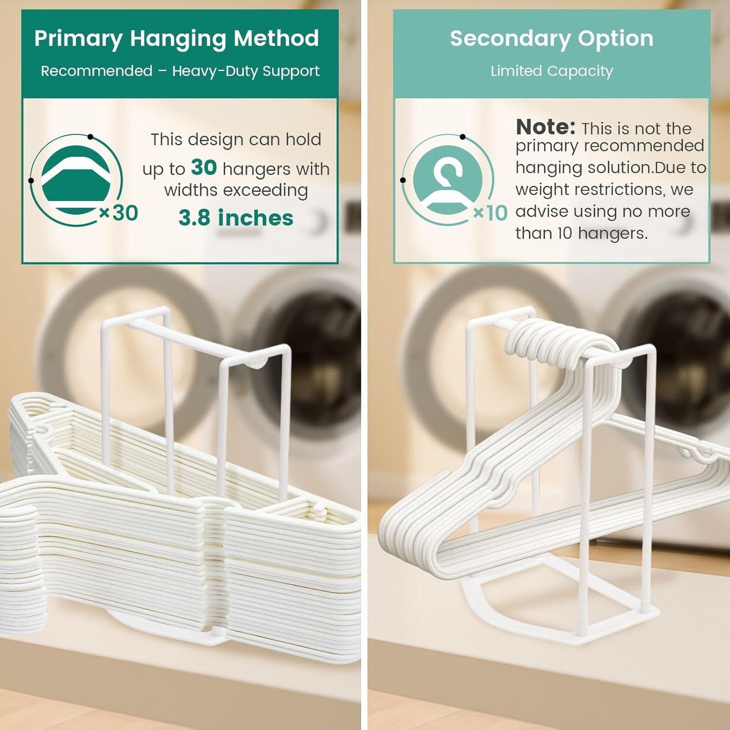 Hanger Stacker Organizer Stand, White Portable Hanger Holder Laundry Room Organization Hanger Rack Storage
