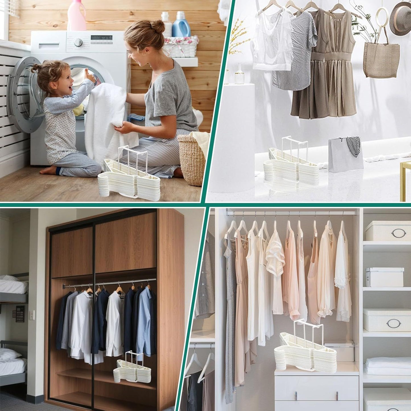 Hanger Stacker Organizer Stand, White Portable Hanger Holder Laundry Room Organization Hanger Rack Storage