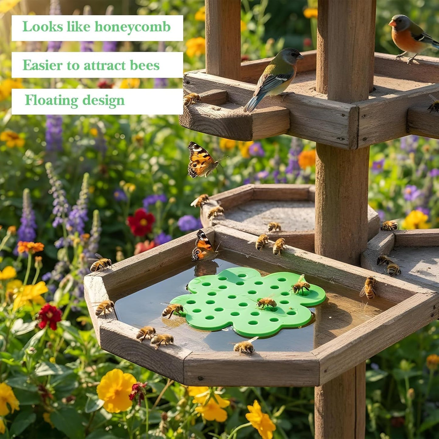 4 Pack Floating Bee Watering Station for Garden, 5.51 Inch Eva Foam Floating Bee Island, Butterfly and Bee Baths, Outdoor Honeybee Feeder for Feeding Thirsty Pollinators
