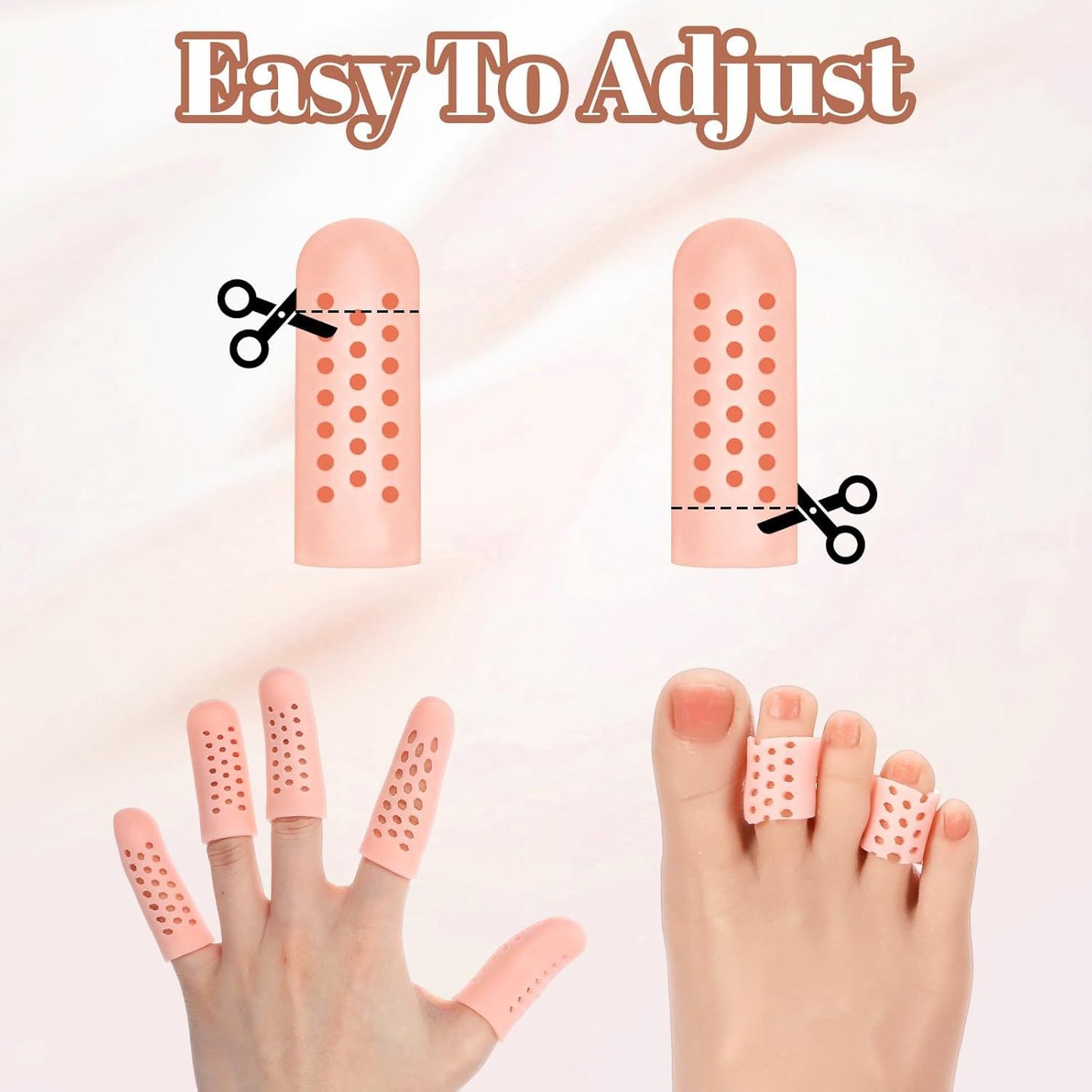 20PCS Gel Finger Cots with Air Holes, Silicone Finger Protectors Fingers Covers for Wounds Breathable Thumb Protector Gloves for Fingers Cracking Trigger Arthritis Pain Relief