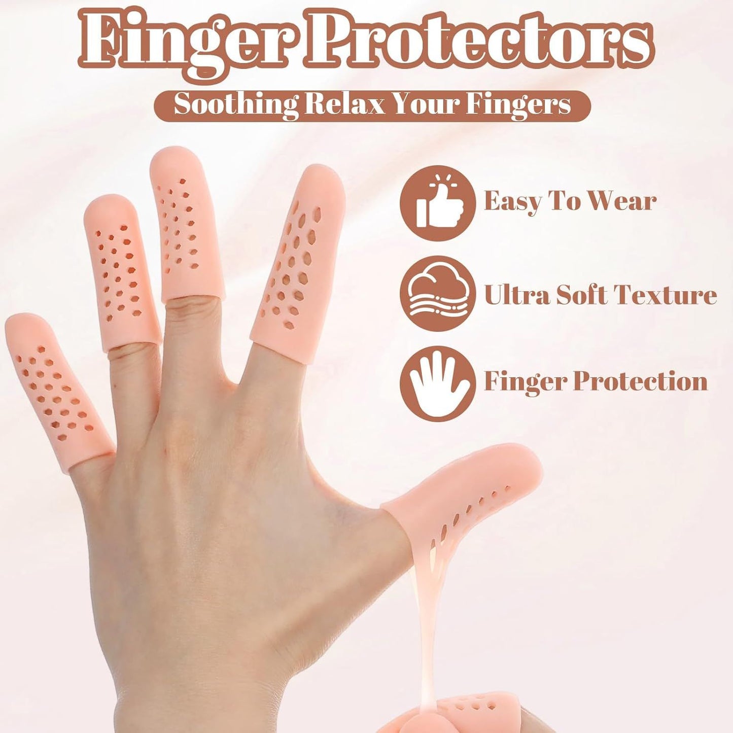 20PCS Gel Finger Cots with Air Holes, Silicone Finger Protectors Fingers Covers for Wounds Breathable Thumb Protector Gloves for Fingers Cracking Trigger Arthritis Pain Relief