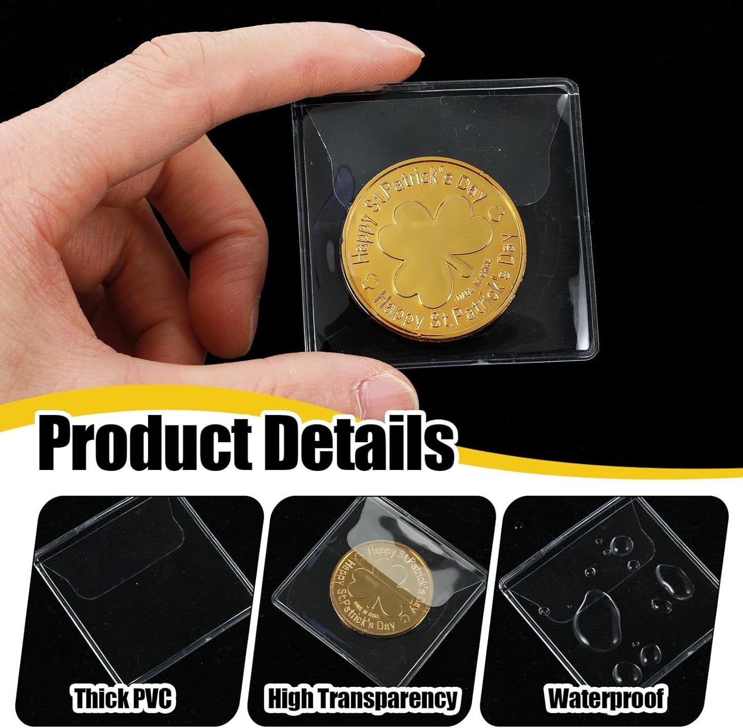 30 Pcs Clear Plastic Coin Holders for Collectors, 2.17×2.17 Inches Coin Sleeves, PVC Small Single Pocket Coin Protectors for All Coins Stamp Collection