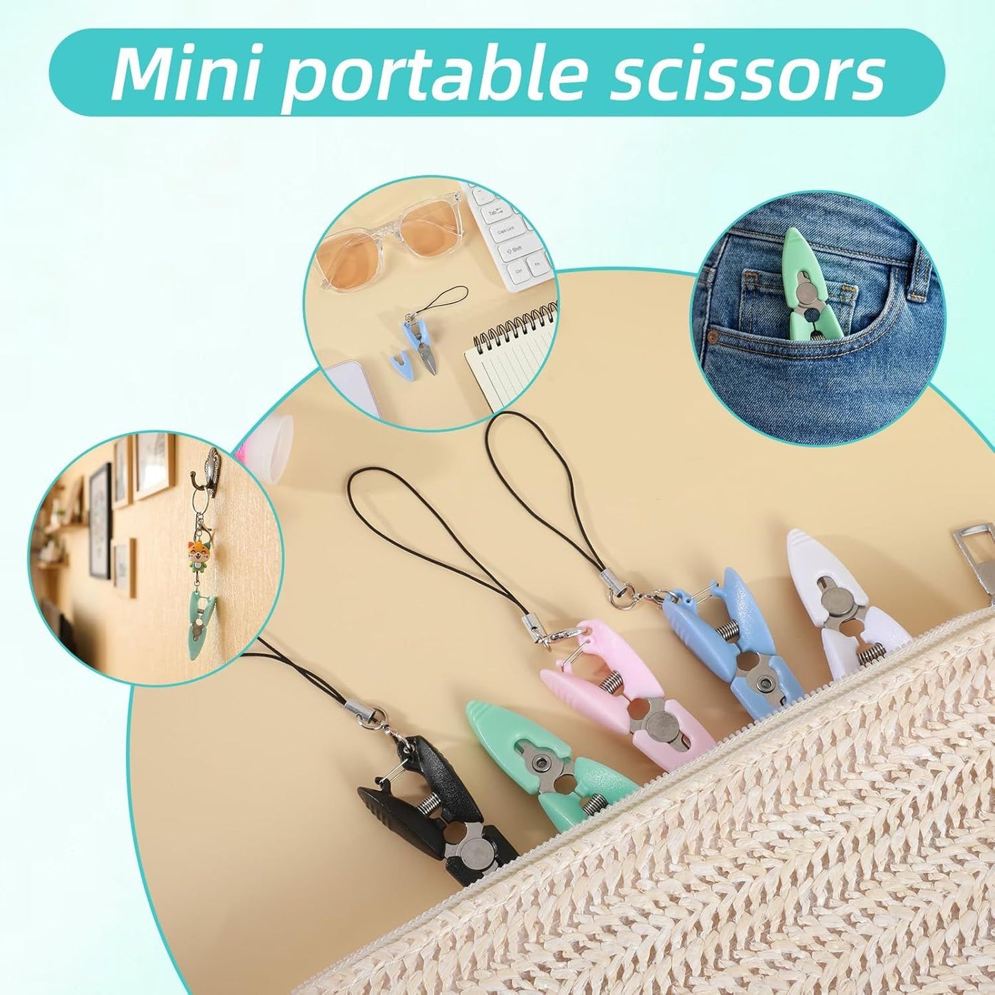 5 Pcs Mini Scissors with Cover, Portable Travel Scissors, Tiny Sewing Scissor, Multifunctional Micro Snips for Sewing, Crafts, and Yarn