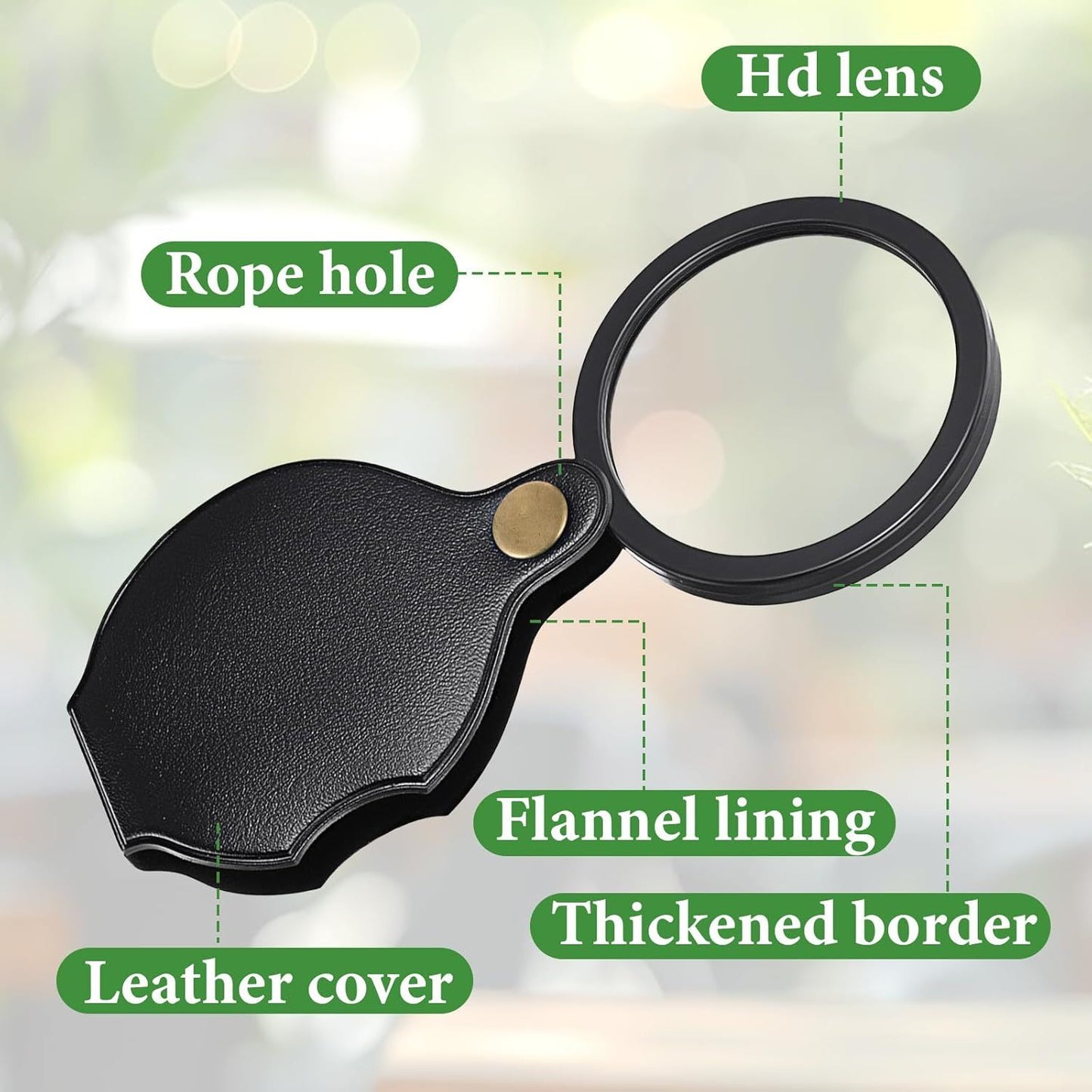 20X Pocket Magnifier, Pocket Jewelry Magnifying Glass, Rotating and Folding Small Magnifying Glass for Seniors Student Reading, Inspection, Coin, Jewelry or Exploring (Black, Boxed)
