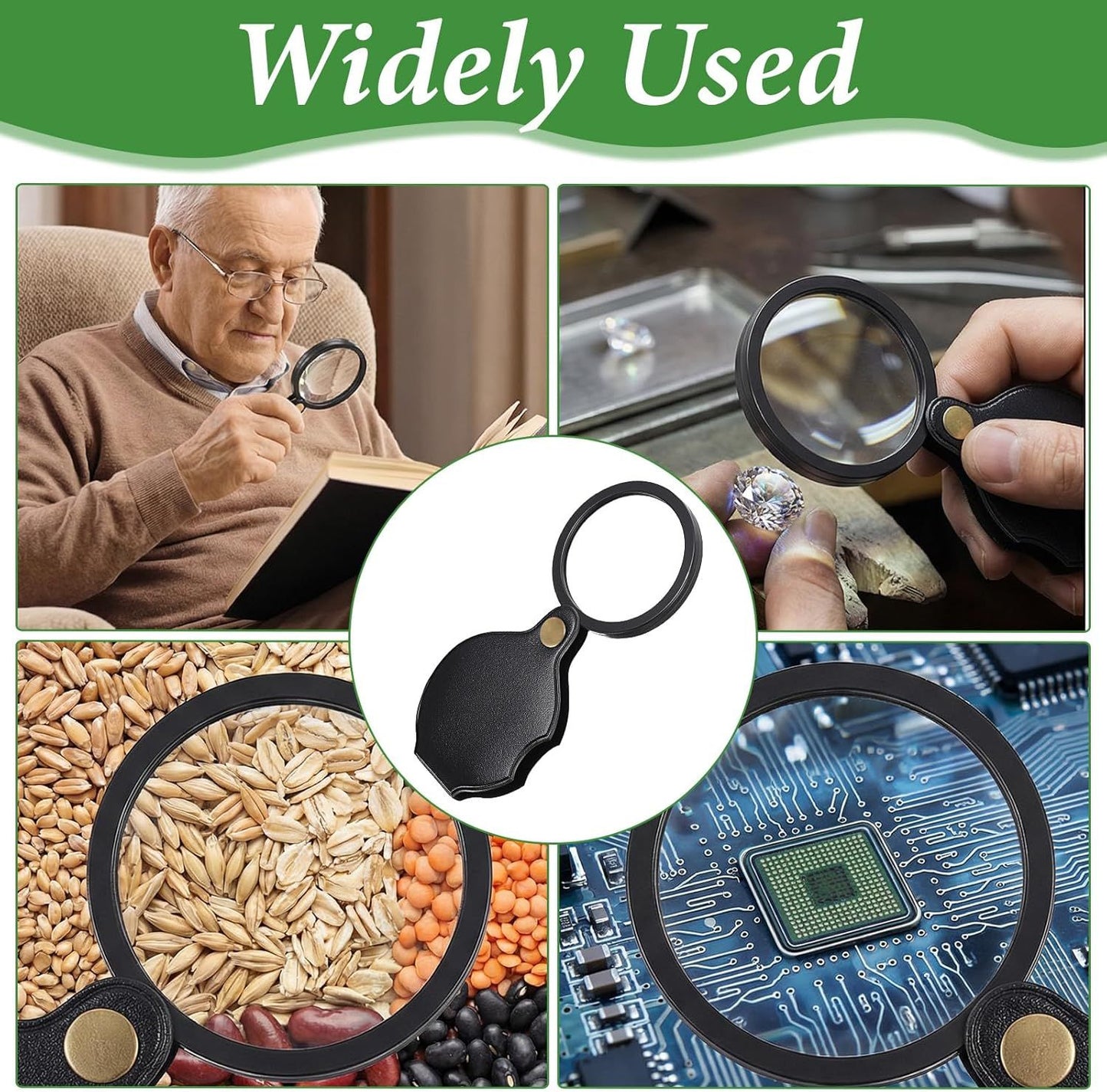 20X Pocket Magnifier, Pocket Jewelry Magnifying Glass, Rotating and Folding Small Magnifying Glass for Seniors Student Reading, Inspection, Coin, Jewelry or Exploring (Black, Boxed)