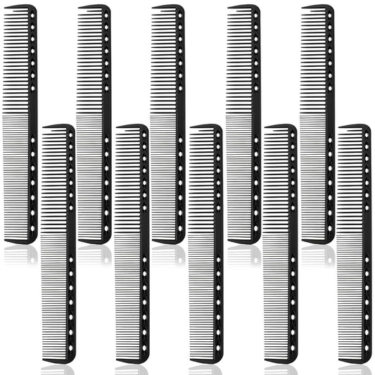 10PCS Cutting Combs for Hair Stylist, Carbon Fiber Hair Combs Fine Tooth Comb Barber Comb Heat Resistant Carbon Fiber Professional Salon Hairdressing for Salon Stylist Men and Women Black