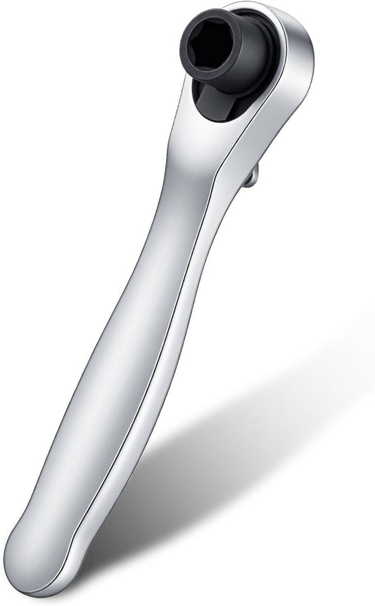 Mini 1/4 Ratchet Wrench, Reversible Stubby Ratchet, Oval Head Socket Wrench, Steel Quarter Inch Compact Socket Wrenches for Tight Spaces