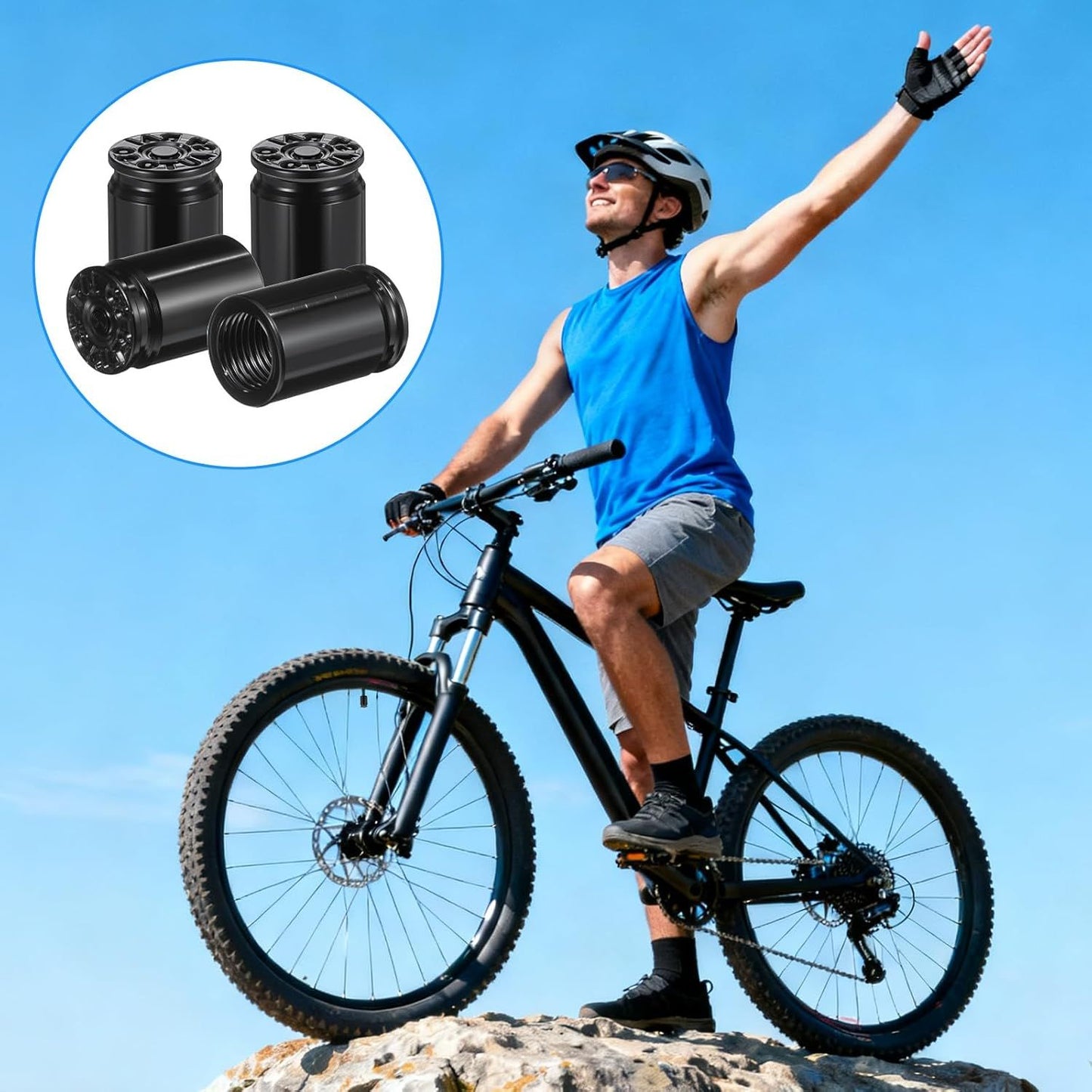 6 Pcs Bullet Tire Valve Stem Caps, Aluminum Alloy Car Tire Valve Caps, Universal Tire Air Cap for Cars, SUV, Trucks, Bikes, Motorcycles, Bicycles (Black)