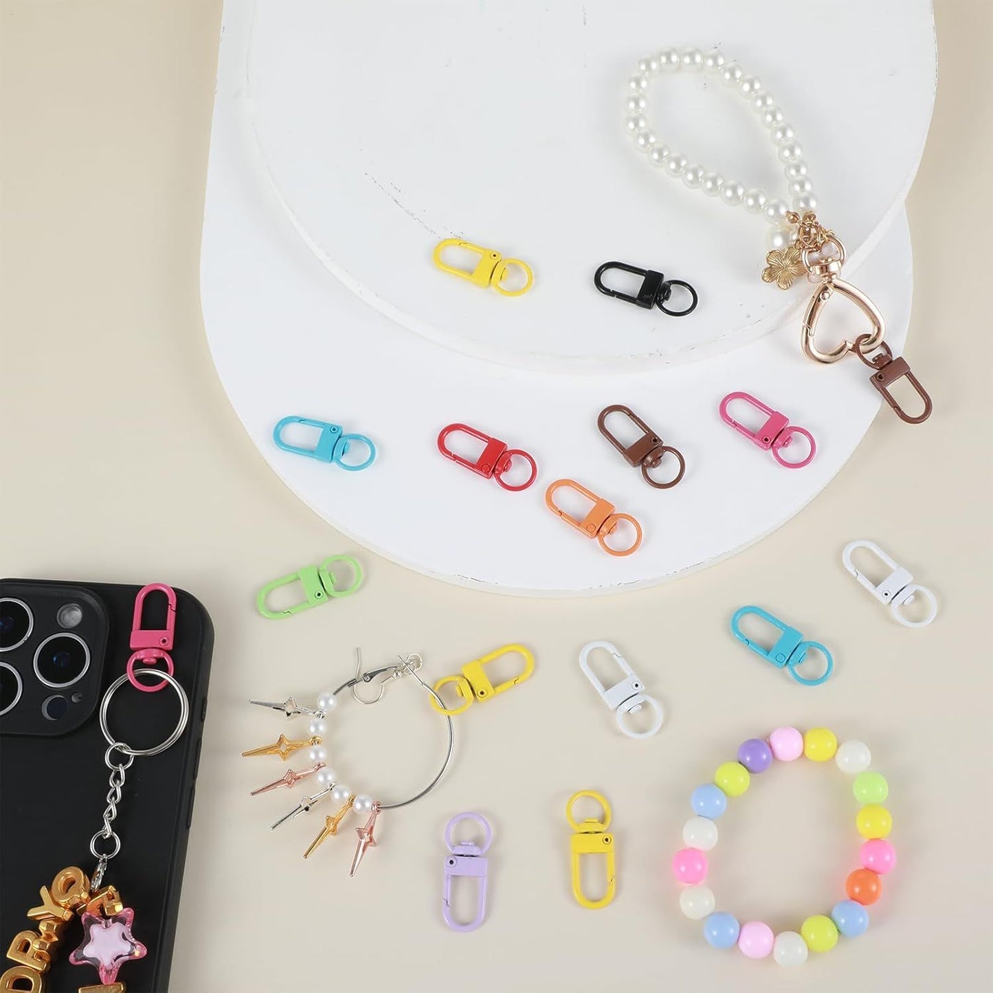 50 Pcs Colorful Keychain Clasp Metal Keychain Clips, Lanyard Swivel Snap Hooks, Heavy Duty Key Chain Hooks Small Lobster Claw Clasps for Jewelry Making, Backpack Charms, Zipper Pulls