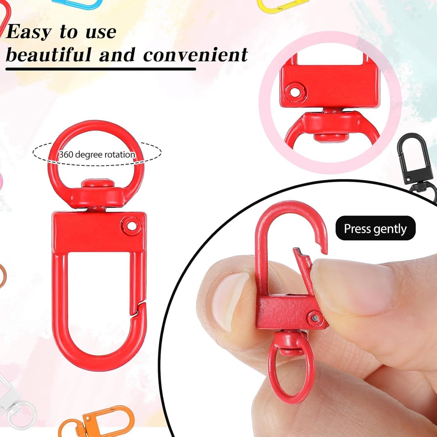 50 Pcs Colorful Keychain Clasp Metal Keychain Clips, Lanyard Swivel Snap Hooks, Heavy Duty Key Chain Hooks Small Lobster Claw Clasps for Jewelry Making, Backpack Charms, Zipper Pulls