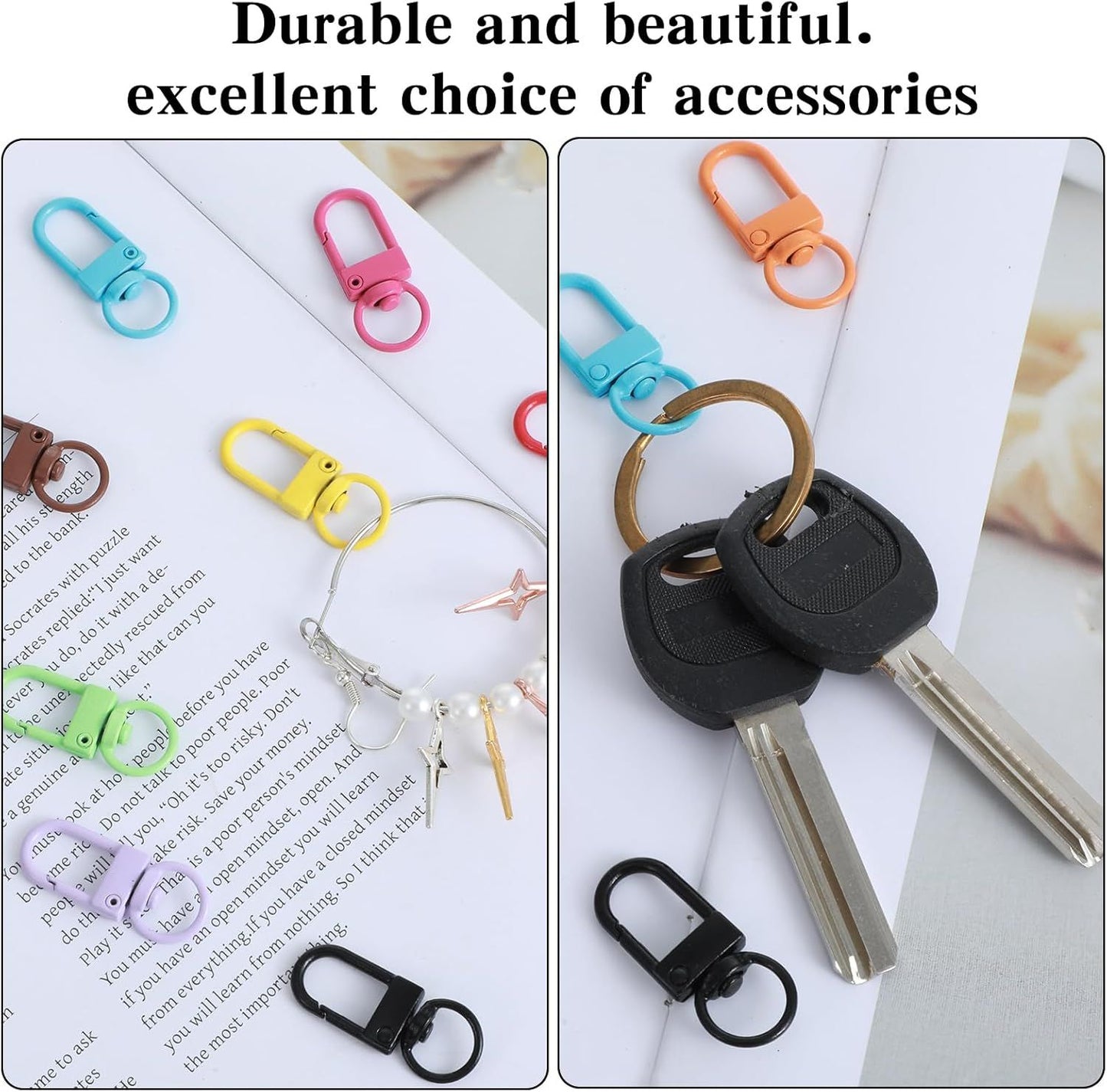 50 Pcs Colorful Keychain Clasp Metal Keychain Clips, Lanyard Swivel Snap Hooks, Heavy Duty Key Chain Hooks Small Lobster Claw Clasps for Jewelry Making, Backpack Charms, Zipper Pulls
