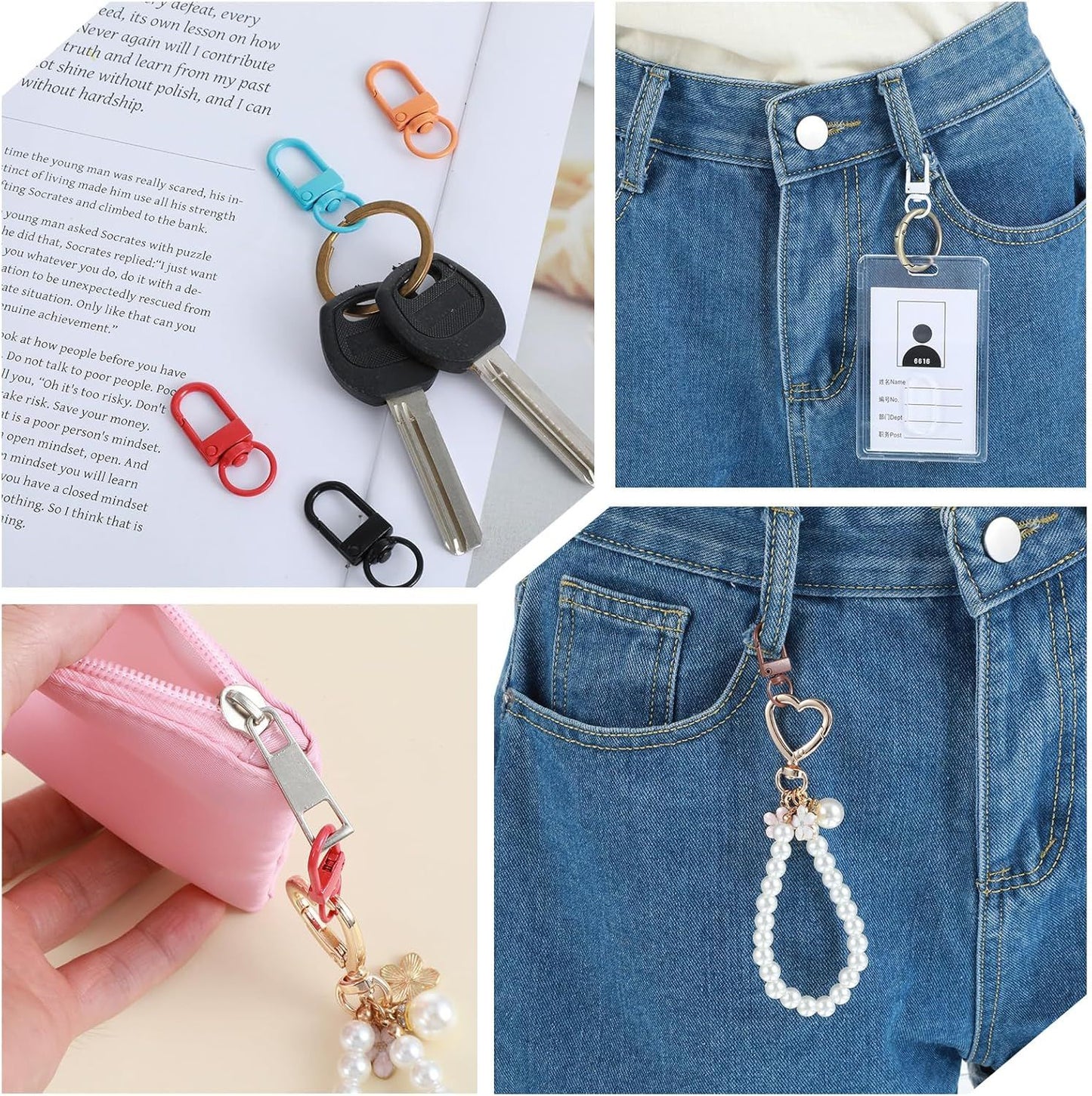 50 Pcs Colorful Keychain Clasp Metal Keychain Clips, Lanyard Swivel Snap Hooks, Heavy Duty Key Chain Hooks Small Lobster Claw Clasps for Jewelry Making, Backpack Charms, Zipper Pulls
