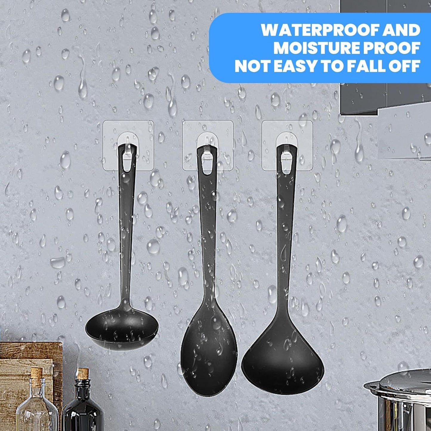 20PCS Self Adhesive Hooks for Hanging, Wall Hooks Transparent Waterproof Sticky Hook for Keys, Bathroom, Shower, Outdoor, Kitchen, Door, Home Improvement, Utility