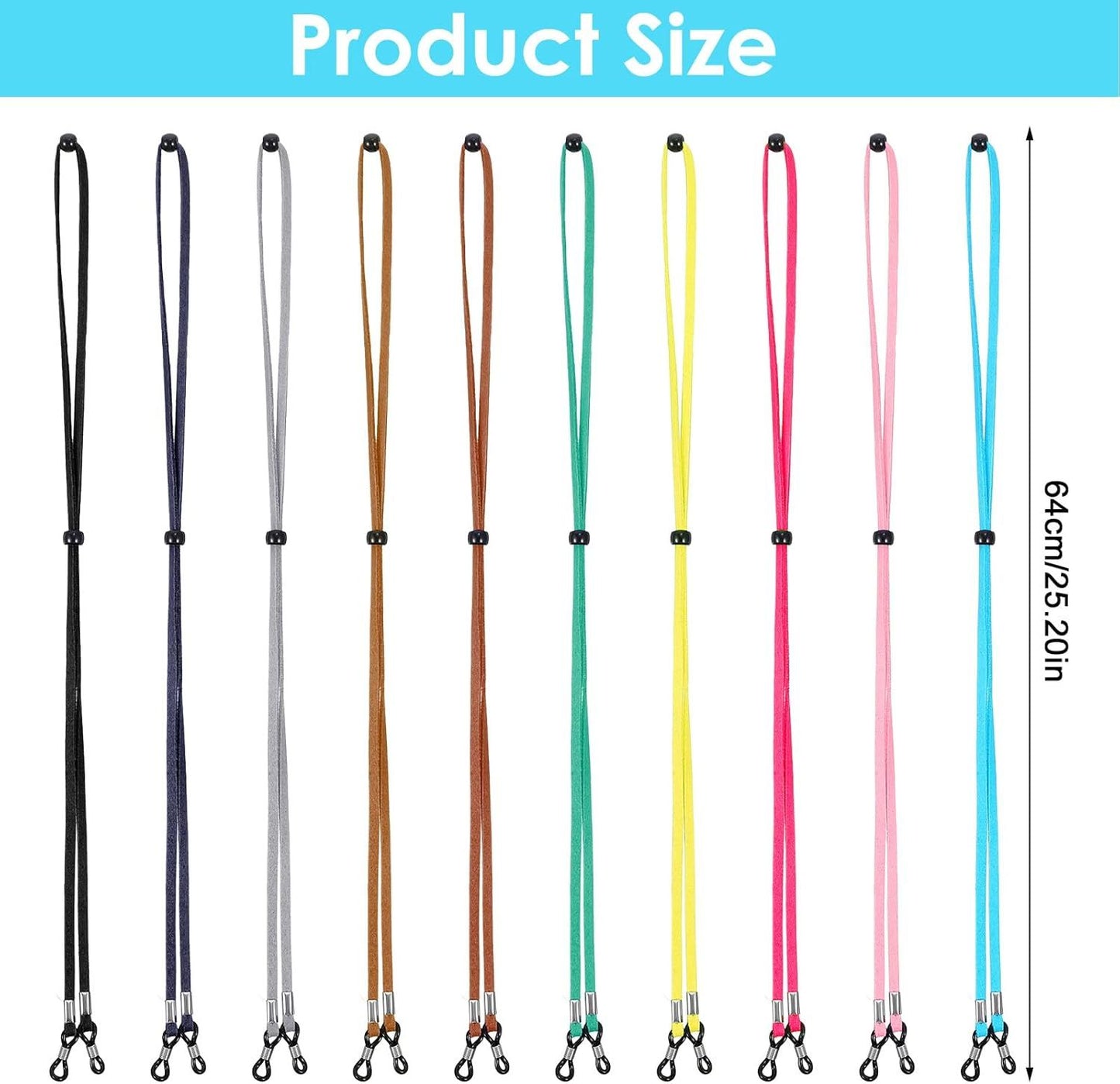 10 Pcs Adjustable Eye Glasses Holders Around Neck, Eyeglasses Straps, Sunglass Glasses Chain, Eyeglass Lanyard for Women Men & Kids (Colorful)