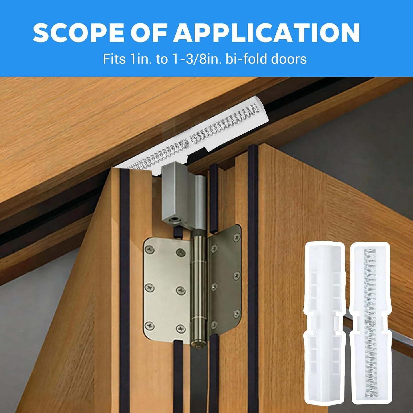 3 Pcs Bifold Door Spring Slide Rail, PET Bi-Fold Door Slide Guide, White Top Track Guide for Bi-Fold Closet Doors and Folding Doors, Easy to Install Bifold Closet Door Replacement Hardware