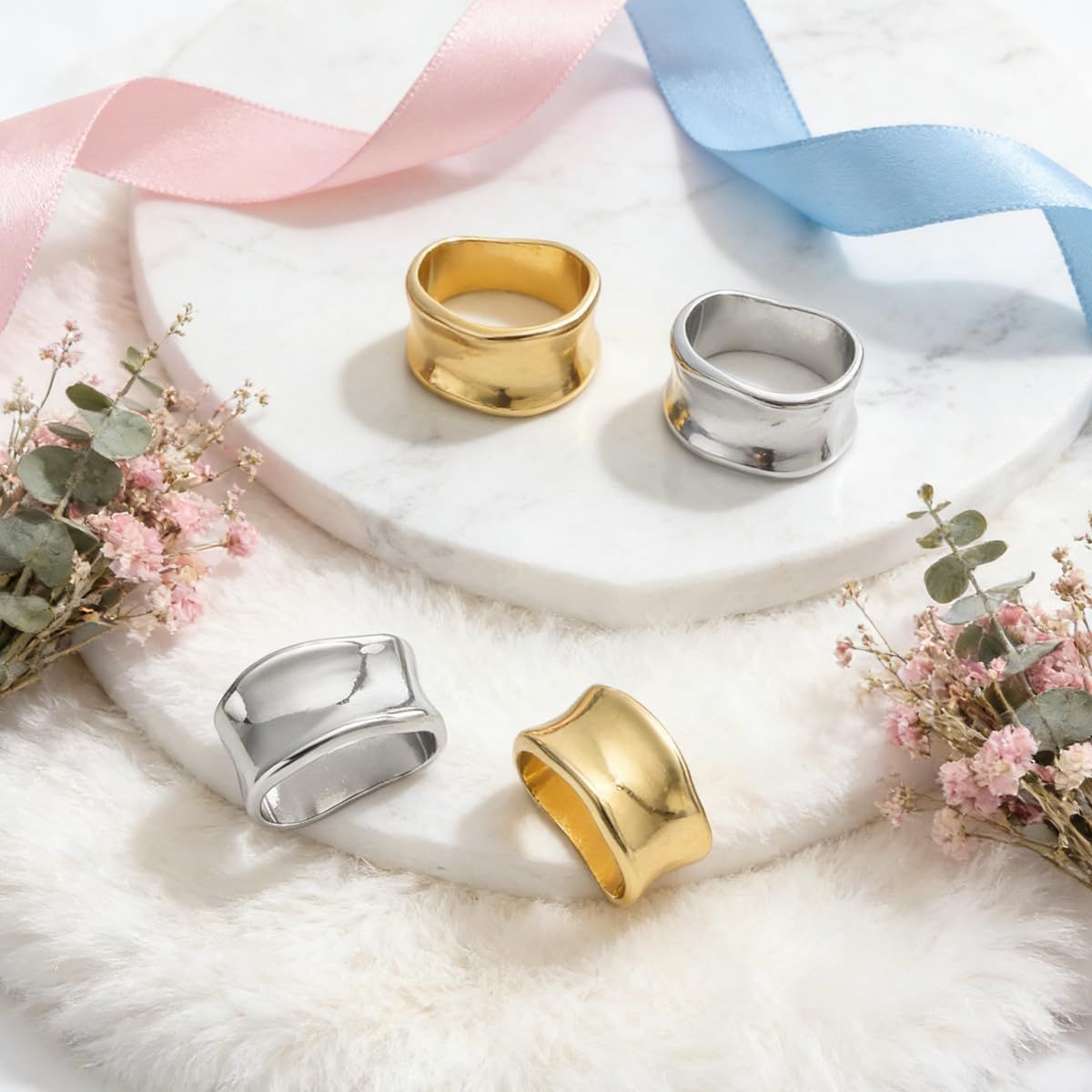 4 PCS Metal Scarf Clip Fashion Silk Scarves Clip Oblate Shawl Slide Buckle Minimalist Geometric Wrap Holder Clamp Grace Shawls Rings Brooches Clothing Accessory for Women Girls（Gold & Silver）