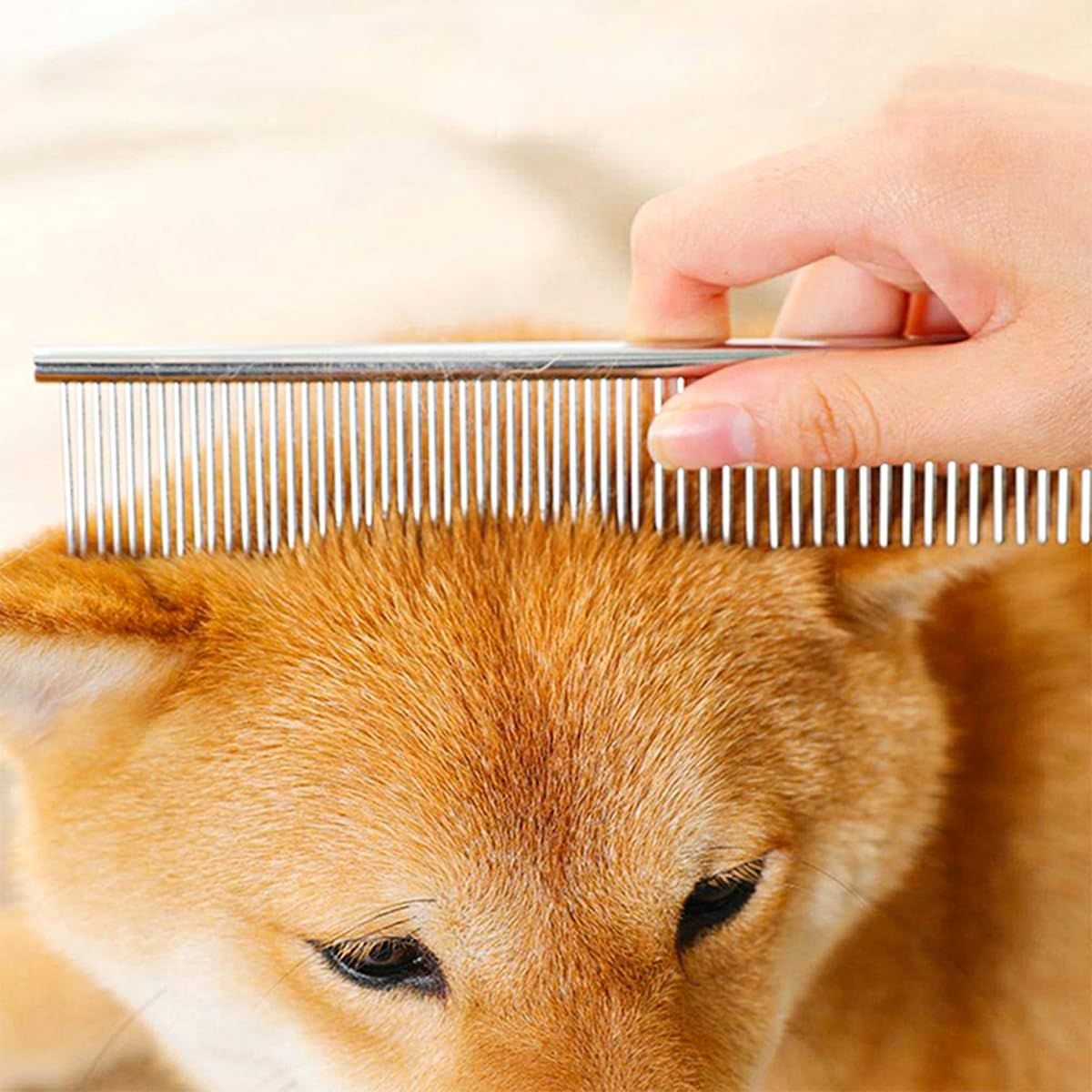 4 PCS Stainless-Steel Comb Dog Combs for Knots, Mats & Loose Hair Removal - Effective Dematting Tool, Comfortable, Lightweight, Portable & Safe for Dogs, Cats & Pets