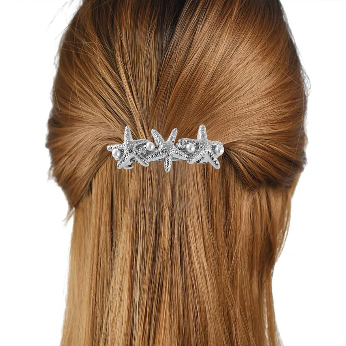 4 PCS Starfish Hair Barrettes for Women Girls Hair Clips Pearl Spring Hair Clip Accessories Women Fashion Ponytail Holders French Barrettes for Thick Hair Clips for Long Hair for Daily Use