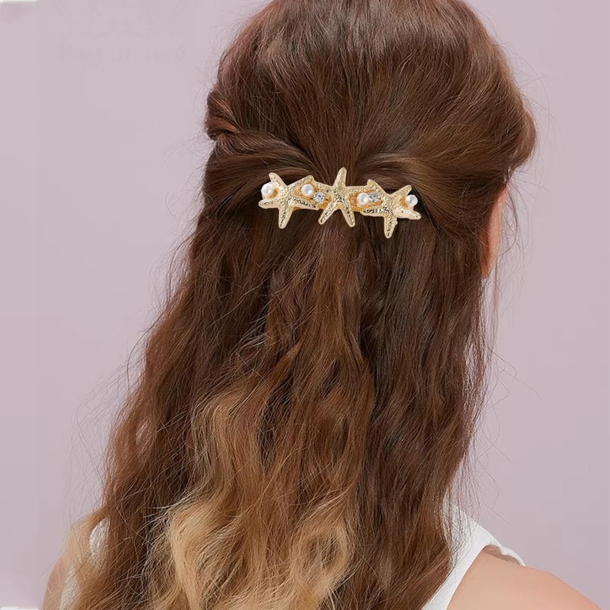 4 PCS Starfish Hair Barrettes for Women Girls Hair Clips Pearl Spring Hair Clip Accessories Women Fashion Ponytail Holders French Barrettes for Thick Hair Clips for Long Hair for Daily Use