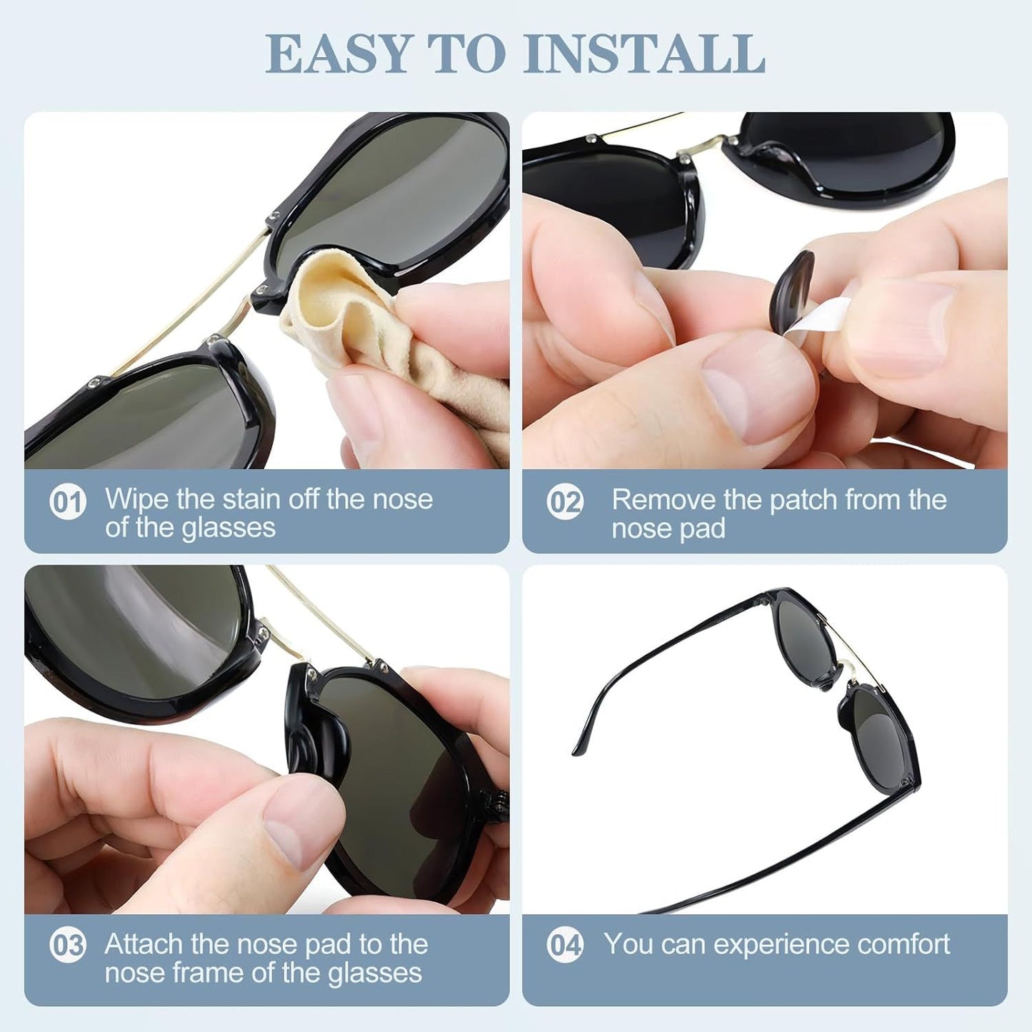 12 Pairs Soft Silicone Adhesive Eyeglass Nose Pads Non Slip with 3.5 Mm/ 0.4 Inch Thickness Air Bag for All Type Full Plastic Frames, Sunglasses, Reading Glasses (Black)