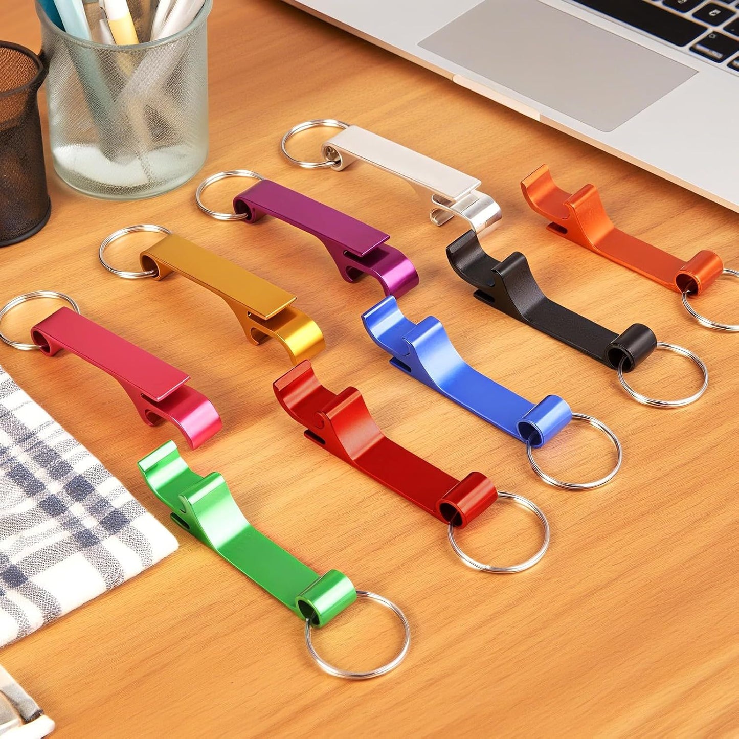 9 PCS Beer Bottle Openers,Colorful Aluminum Bottle Openers Keychains for Beer,Cans,Soda