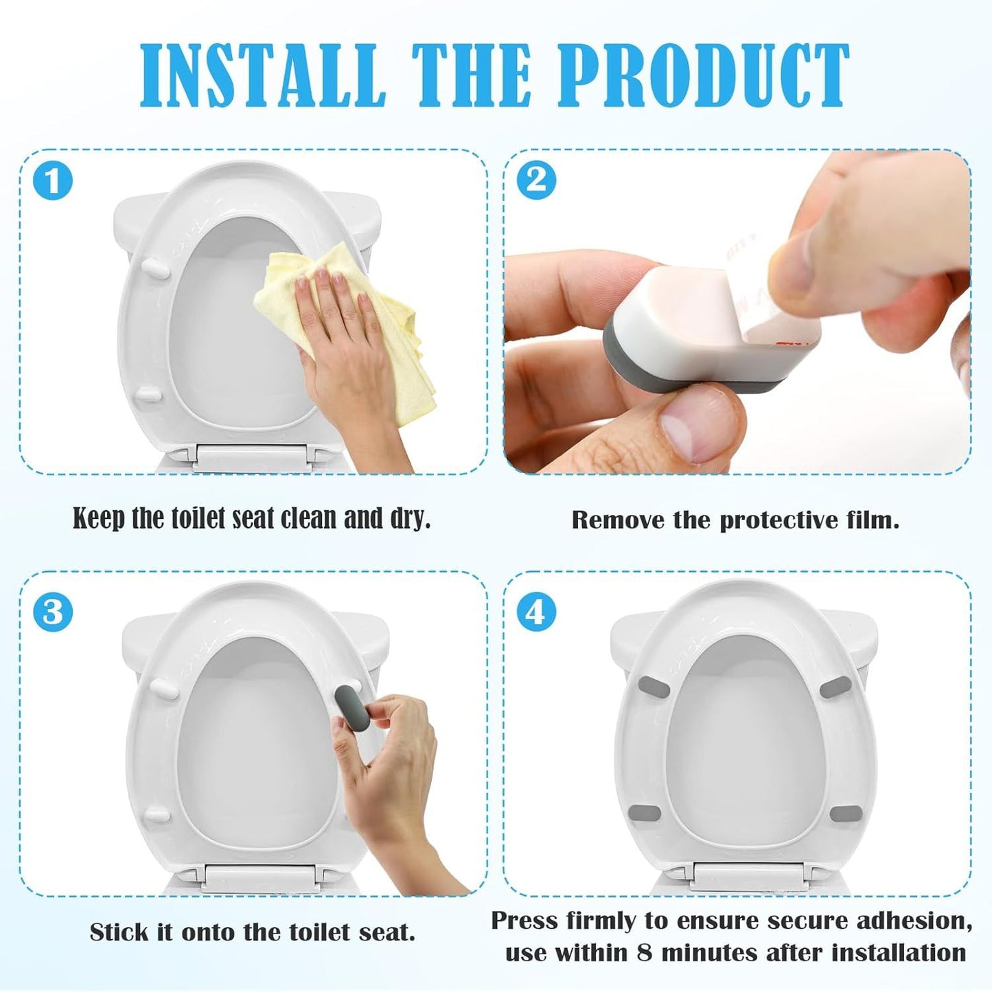 4PCS Toilet Seat Bumpers,Universal Buffer Toilet Lid Bumpers for Families, Hotels, Hospitals, School Toilet Seats