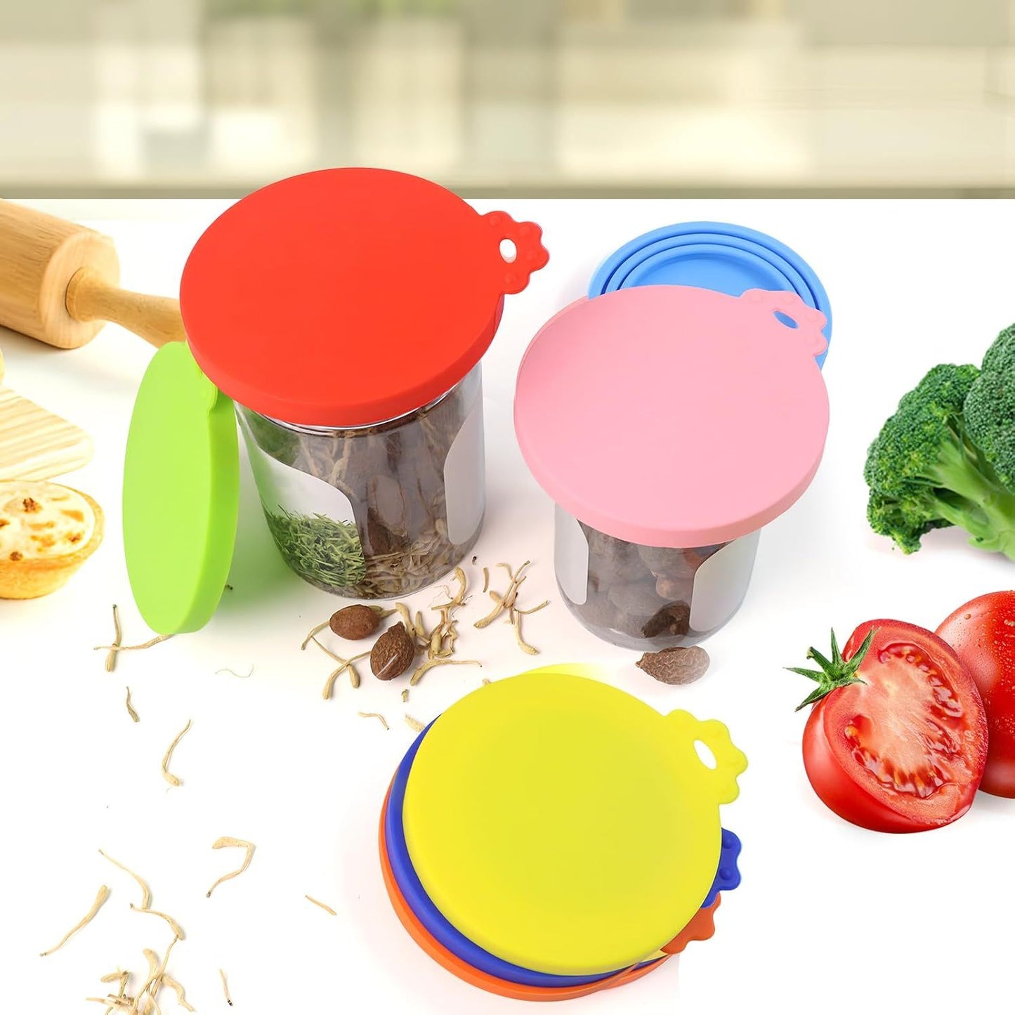 4 PCS Pet Food Can Lids, Silicone Cat Dog Food Can Covers Lids, Universal Size, One fit 3 Standard Size Food Cans, Reusable and Washable Pet Food Covers (light blue, turquoise, pink, yellow)