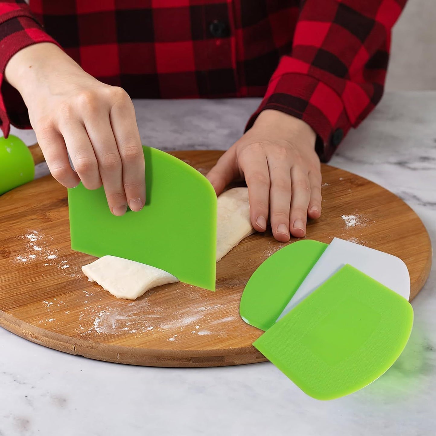 6 PCS Dough Scraper,Dough Cutter Bench Scraper for Bread Cake Dough Fondant Icing