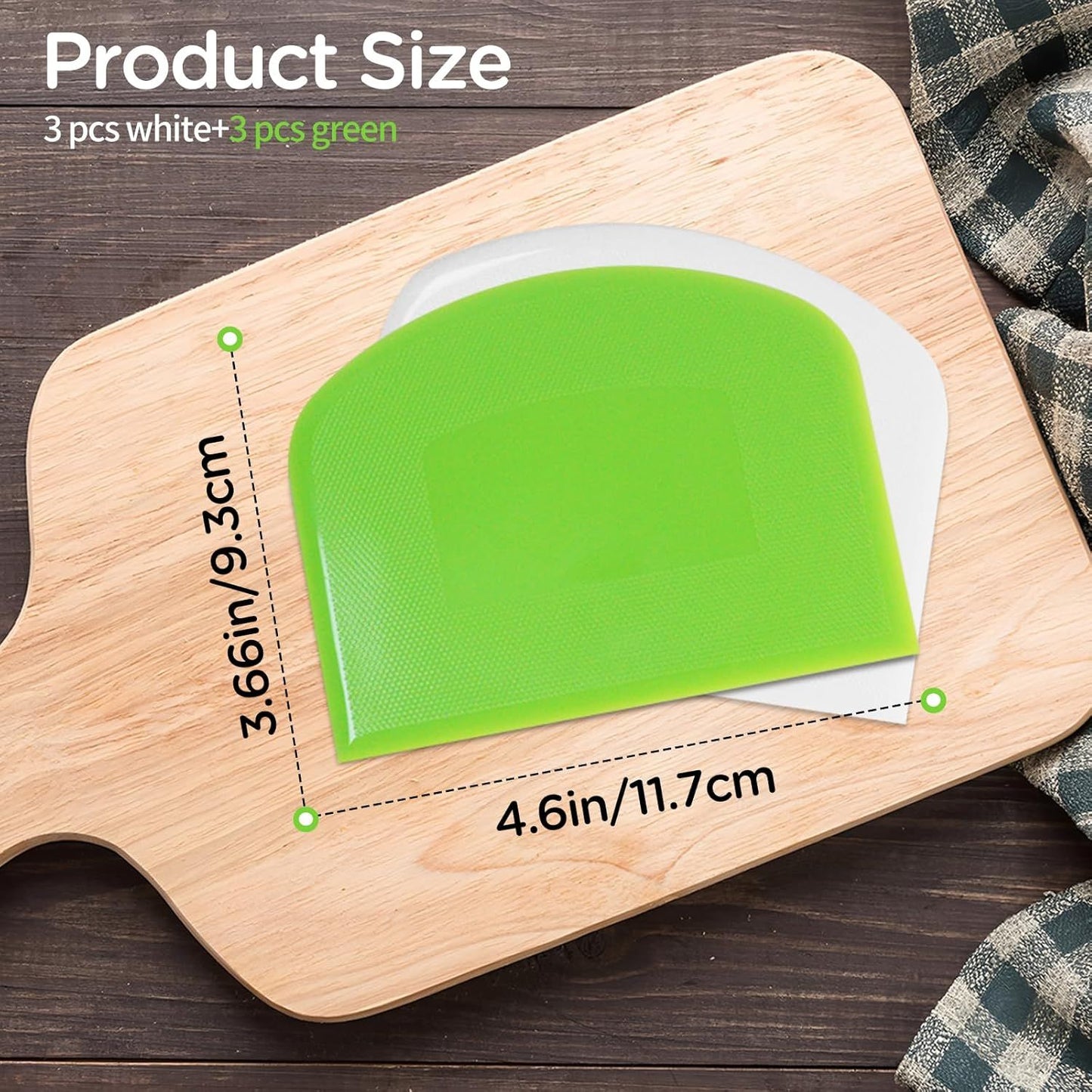 6 PCS Dough Scraper,Dough Cutter Bench Scraper for Bread Cake Dough Fondant Icing