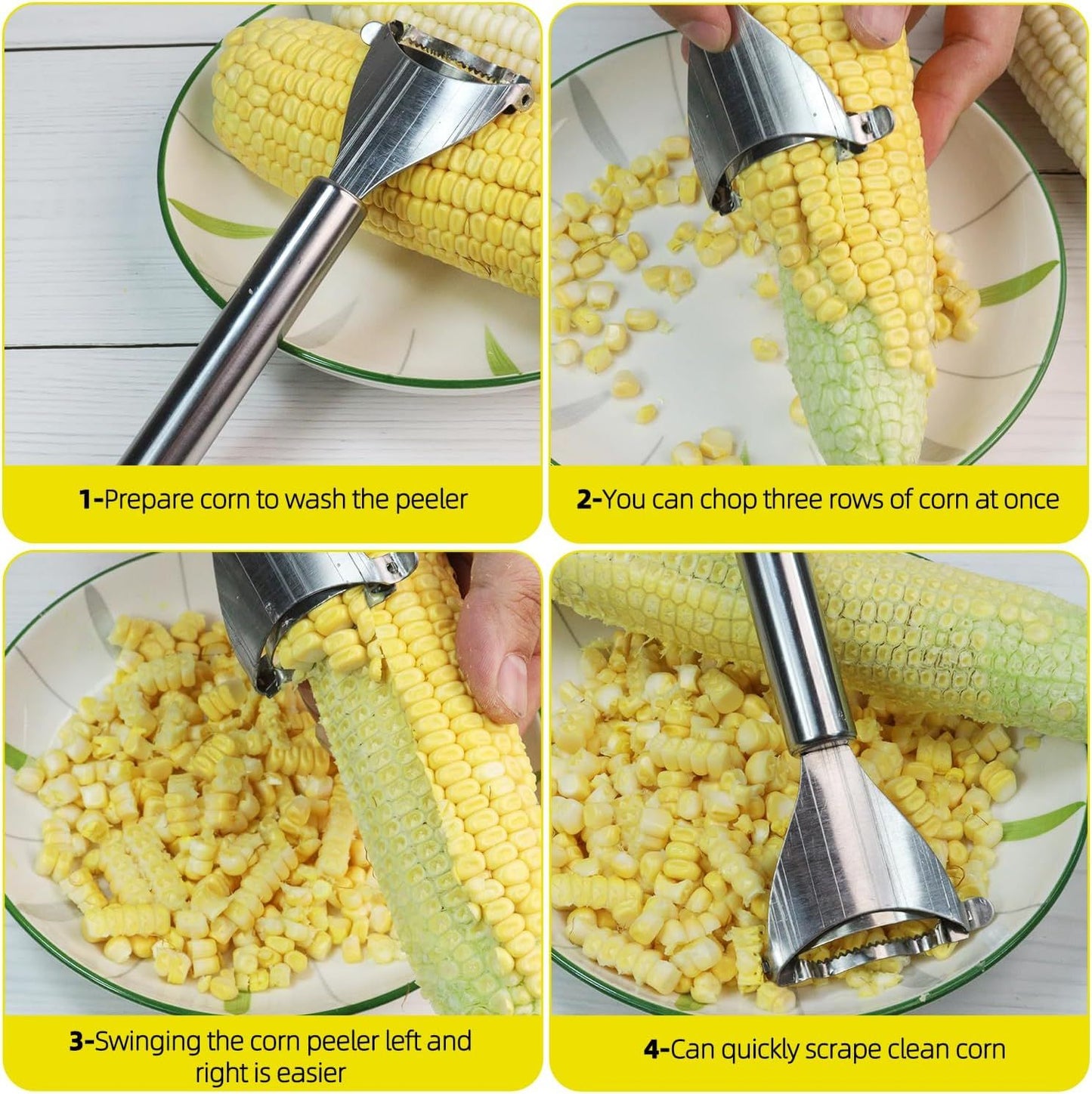 Corn Peeler,304 Stainless Steel Corn Stripper Corn Kernel Remover Tool