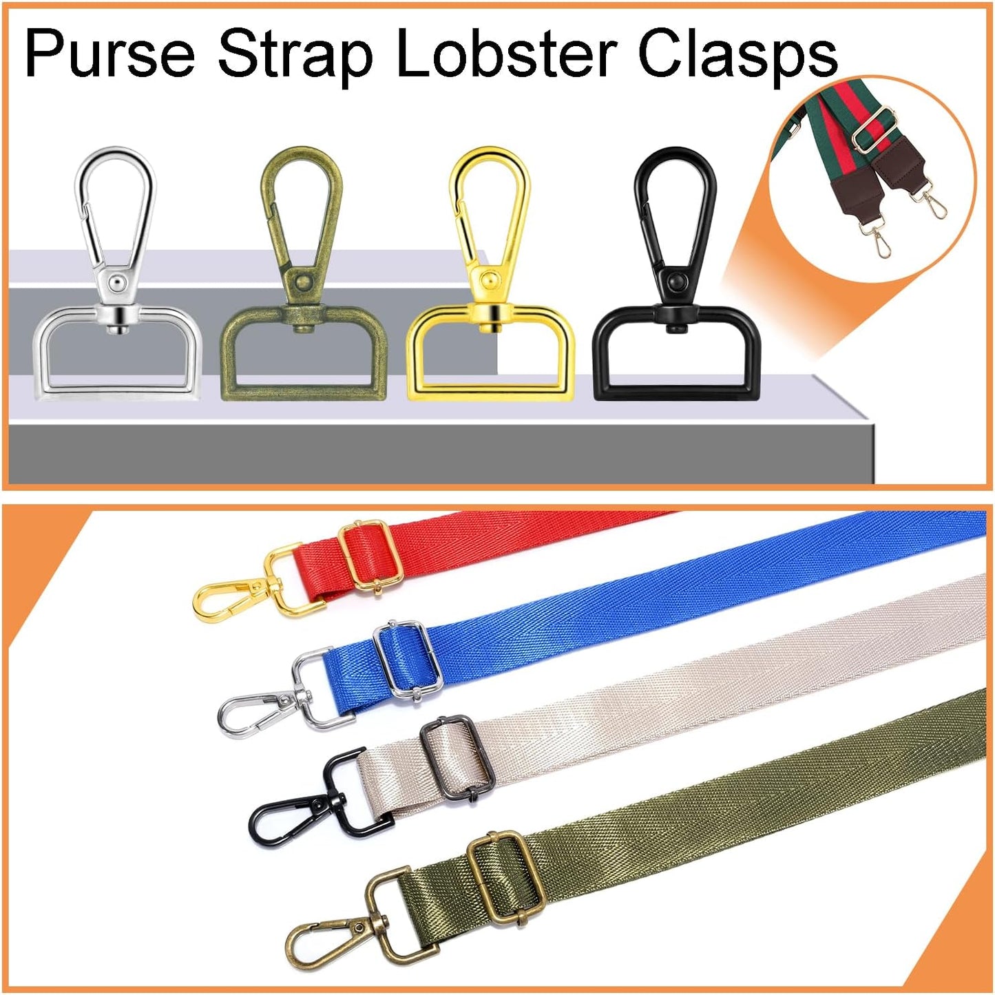 1 Inch Metal Swivel Snap Hooks, 6 Pack Lobster Claw Clasps for Keychains Purse Hardware Bag Making Lanyard Hooks(Black)