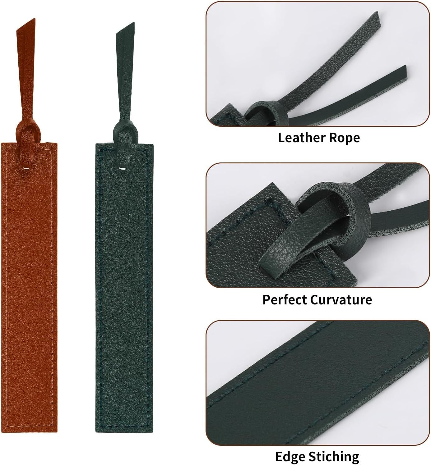 10Pcs Leather Bookmarks,Page Markers Handmade Stitched Bookmarks for Book Reader Office School Students Teachers