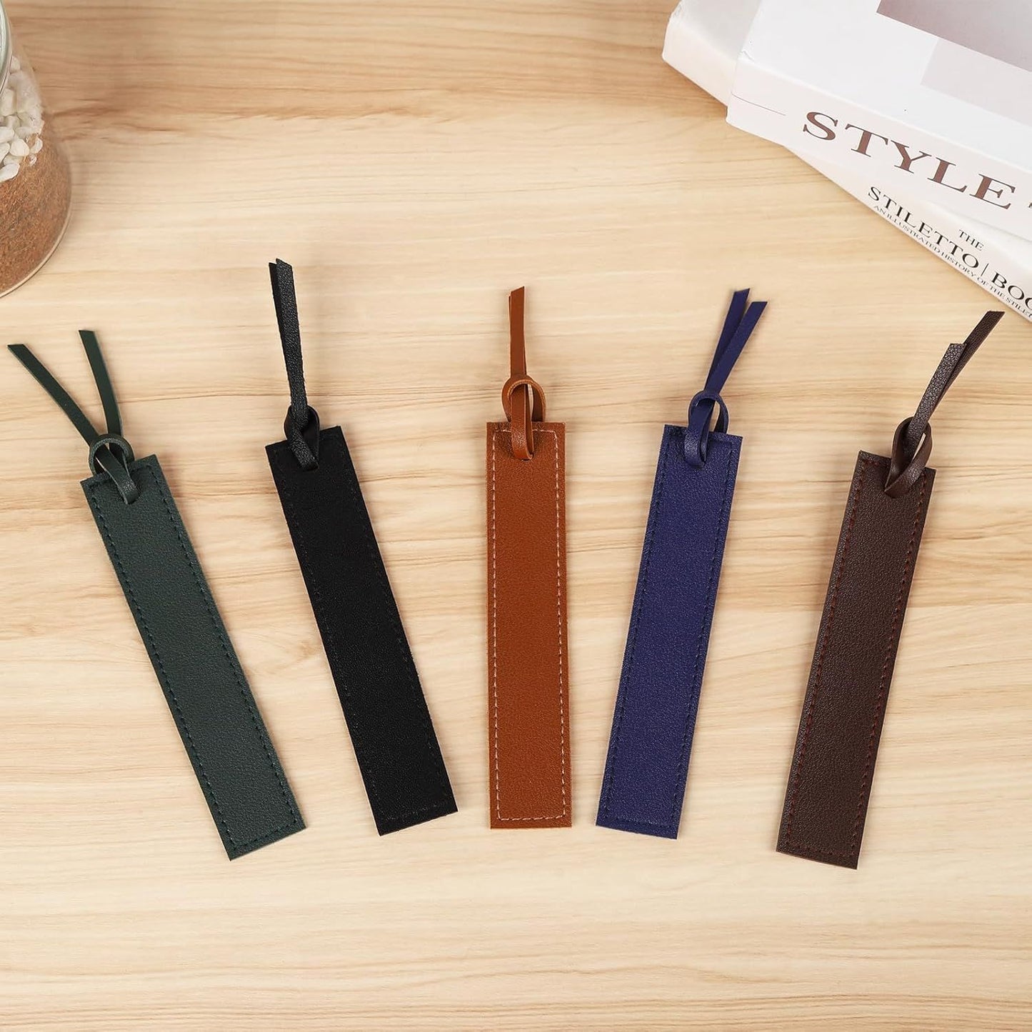 10Pcs Leather Bookmarks,Page Markers Handmade Stitched Bookmarks for Book Reader Office School Students Teachers