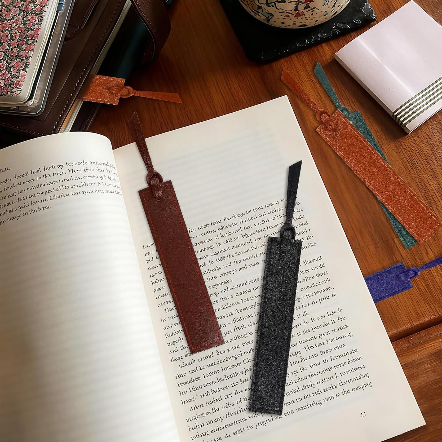 10Pcs Leather Bookmarks,Page Markers Handmade Stitched Bookmarks for Book Reader Office School Students Teachers