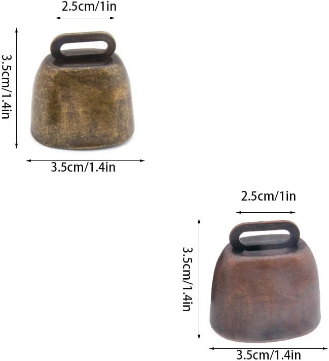 5 Pack Grazing Copper Bells, Metal Cow Bells for Dogs, Animal Copper Loud Bronze Bell, Small Brass Bell, for Cow Horse Sheep Cats Small Pets Anti-Theft Accessories (Red Bronze)