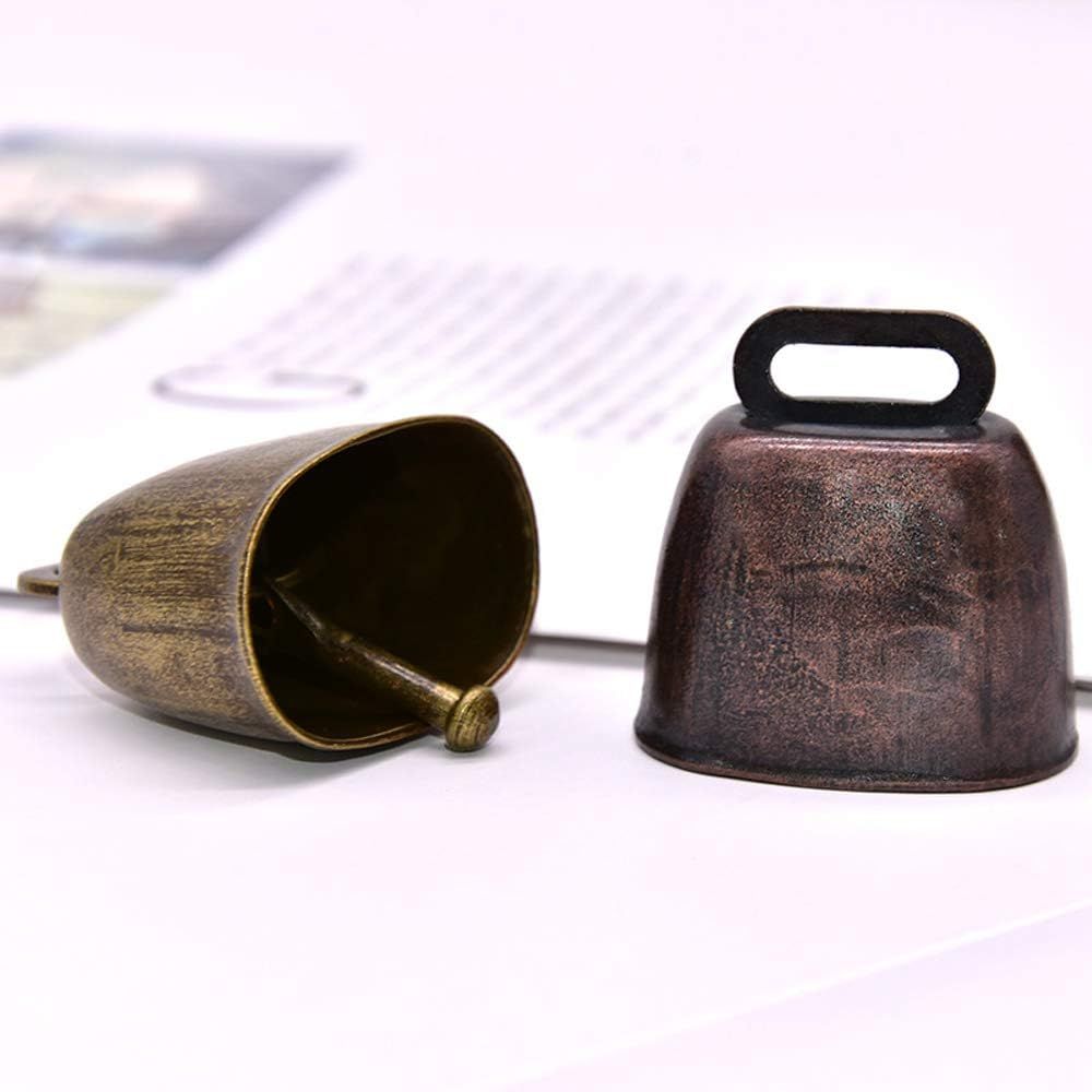 5 Pack Grazing Copper Bells, Metal Cow Bells for Dogs, Animal Copper Loud Bronze Bell, Small Brass Bell, for Cow Horse Sheep Cats Small Pets Anti-Theft Accessories (Red Bronze)