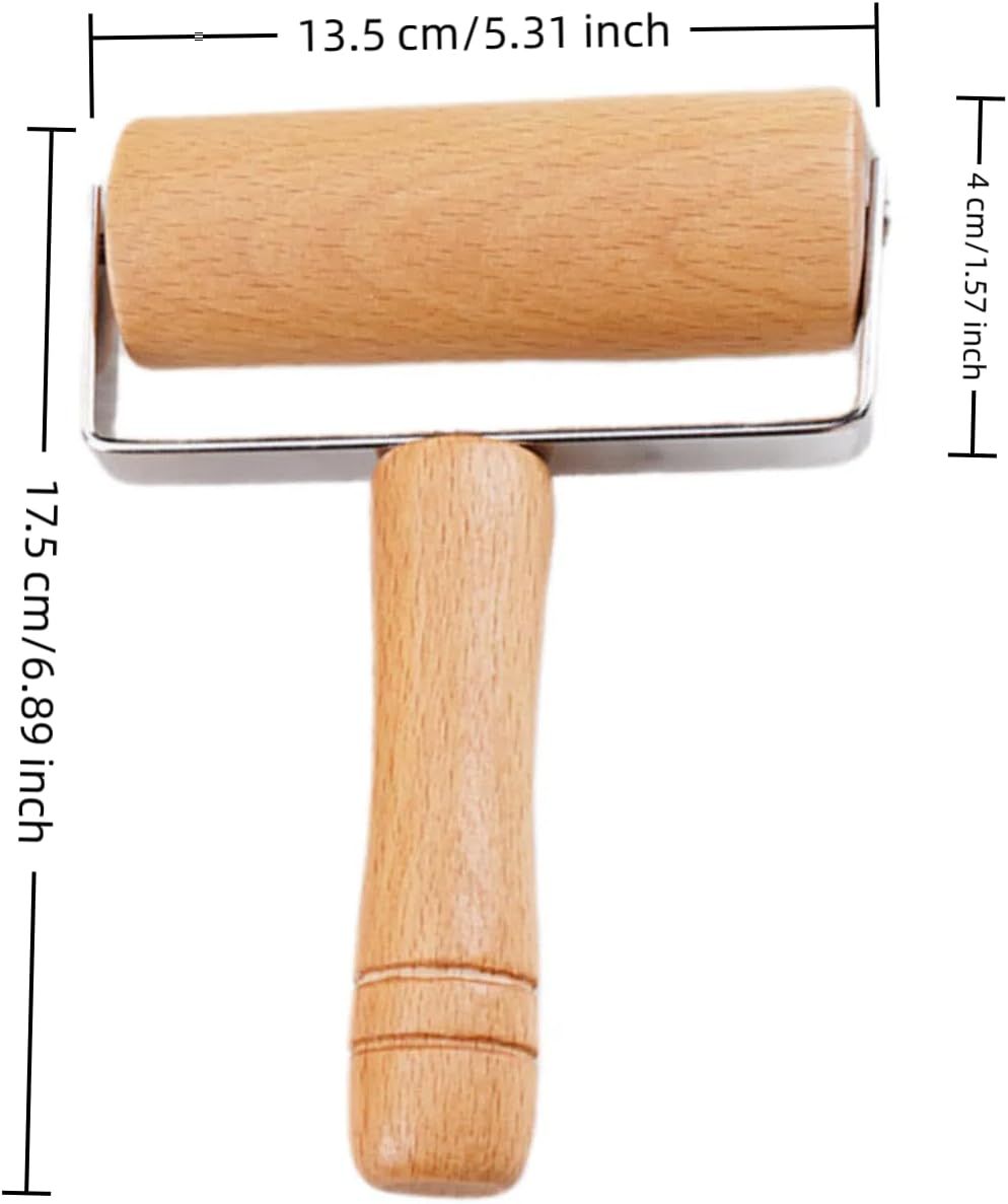 Stainless Steel & Beechwood Rolling Pin with Adjustable Thickness - Ergonomic Dumpling/Pasta Maker、Pizza, Kitchen Tool for Home Chefs, Dishwasher Safe & Rustproof Design (T)