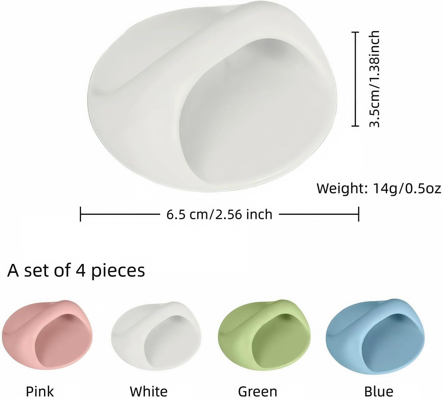 4-Pack Self-Adhesive Cabinet Pulls, No-Drill Handles for Cabinet, Window, Drawer, Glass Door, Easy Installation & Strong Grip (White, Pink, Blue, Green),2.56 Inch Adhesive Pull Knob