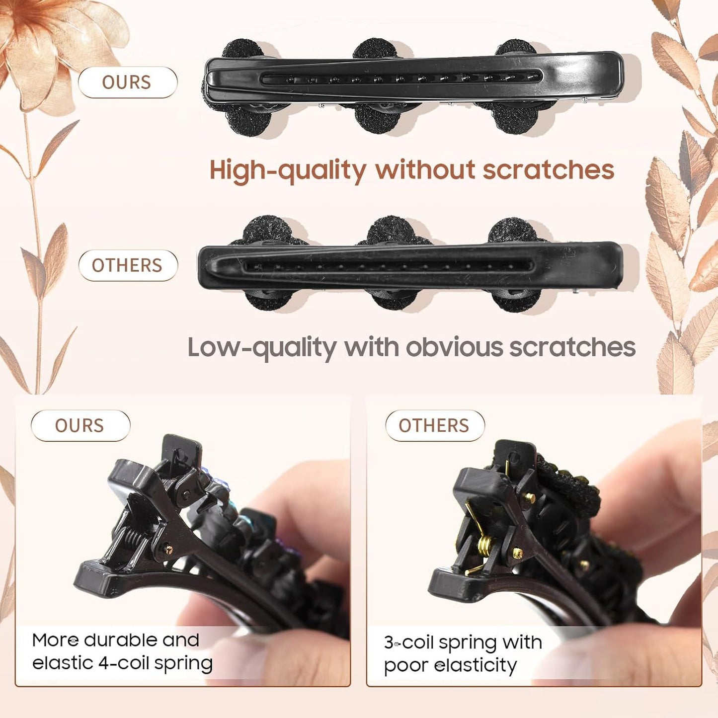 Braided Hair Clips For Women - Sparkling Crystal Stone Hair Clips For Styling Sectioning with 3 Small Hair Barrettes, Hair Accessories Four-Leaf Chopped with Rhinestones for Women& Girls 4 PCS (# 1)