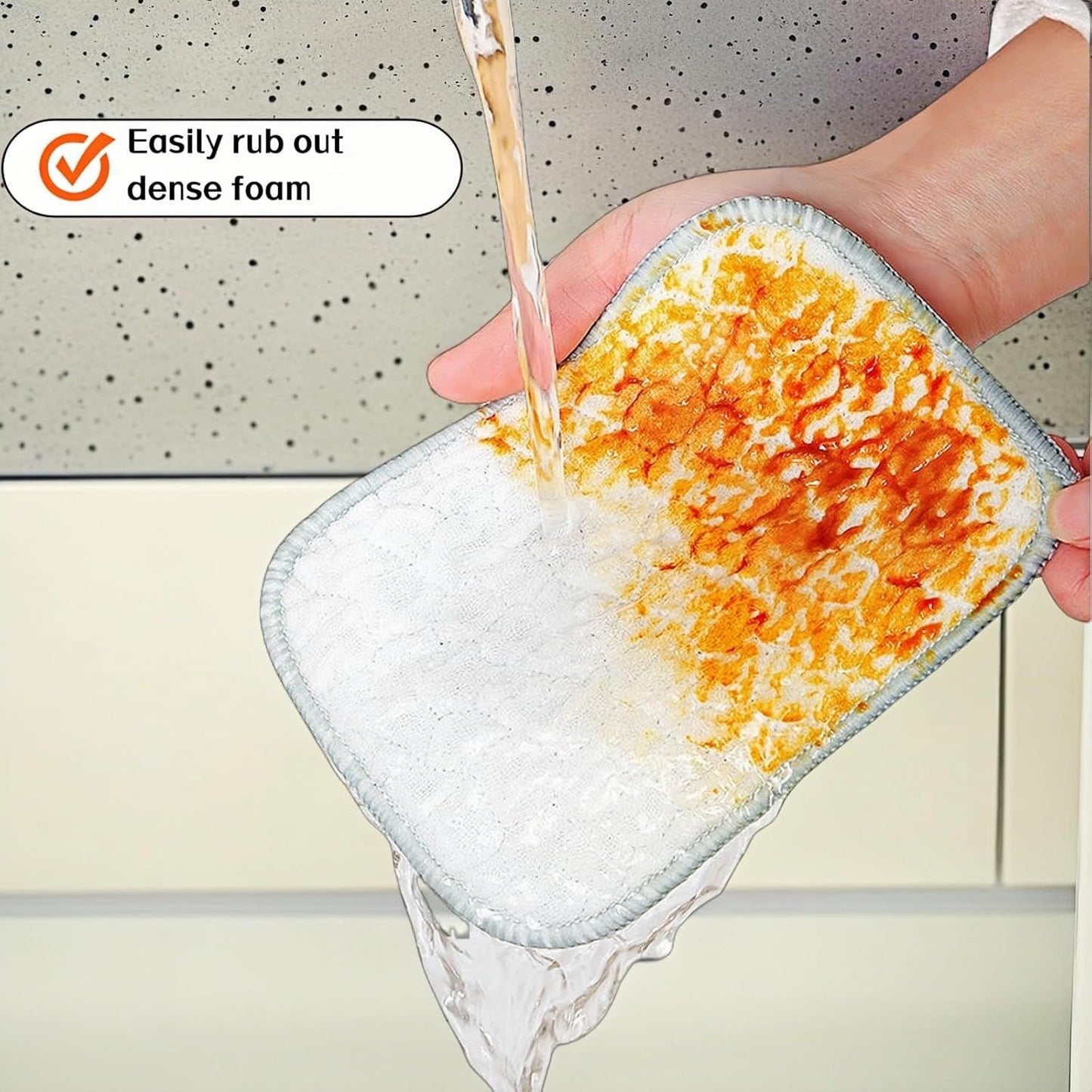 10Pack Scrubber Sponge for Dishes, Pans & Grease - Dual-Side Non-Scratch, Super Absorbent, Heat Resistant - Strong Cleaning Power for Kitchen, Glass, Stove (Color Random)