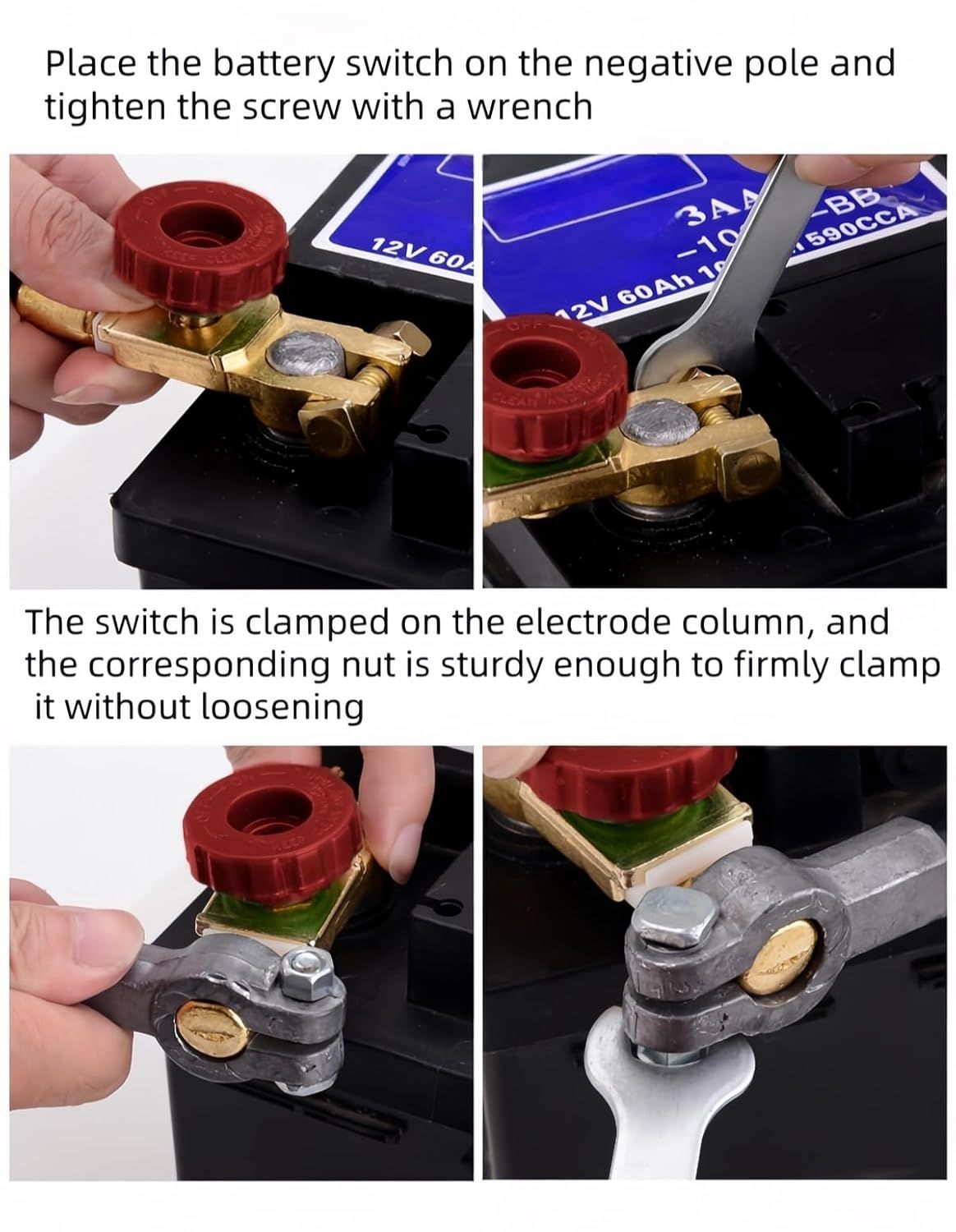 Top Post Battery Disconnect Switch 12V 125A Heavy Duty Brass Marine Car Truck RV Boat Anti-Corrosion Quick Release Knob for Battery Saver 0.59-0.67" Universal Fit Prevents Battery Drain (Red)