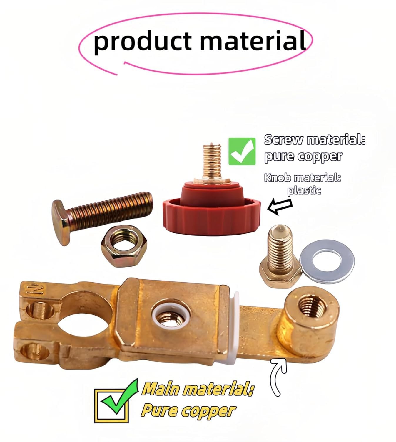 Top Post Battery Disconnect Switch 12V 125A Heavy Duty Brass Marine Car Truck RV Boat Anti-Corrosion Quick Release Knob for Battery Saver 0.59-0.67" Universal Fit Prevents Battery Drain (Red)